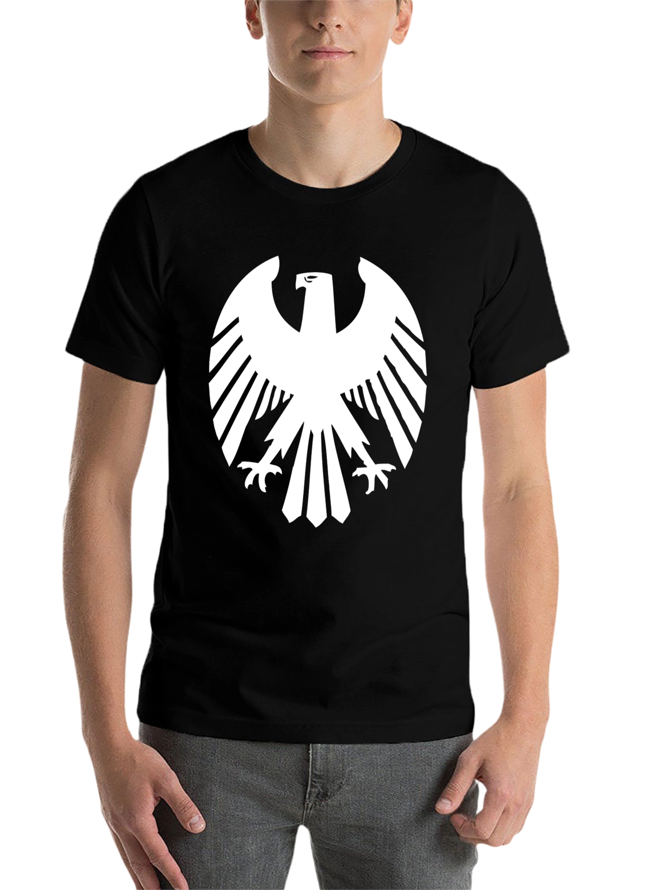 Black Bold Eagle Graphic Tee - Black Cotton Blend view 7