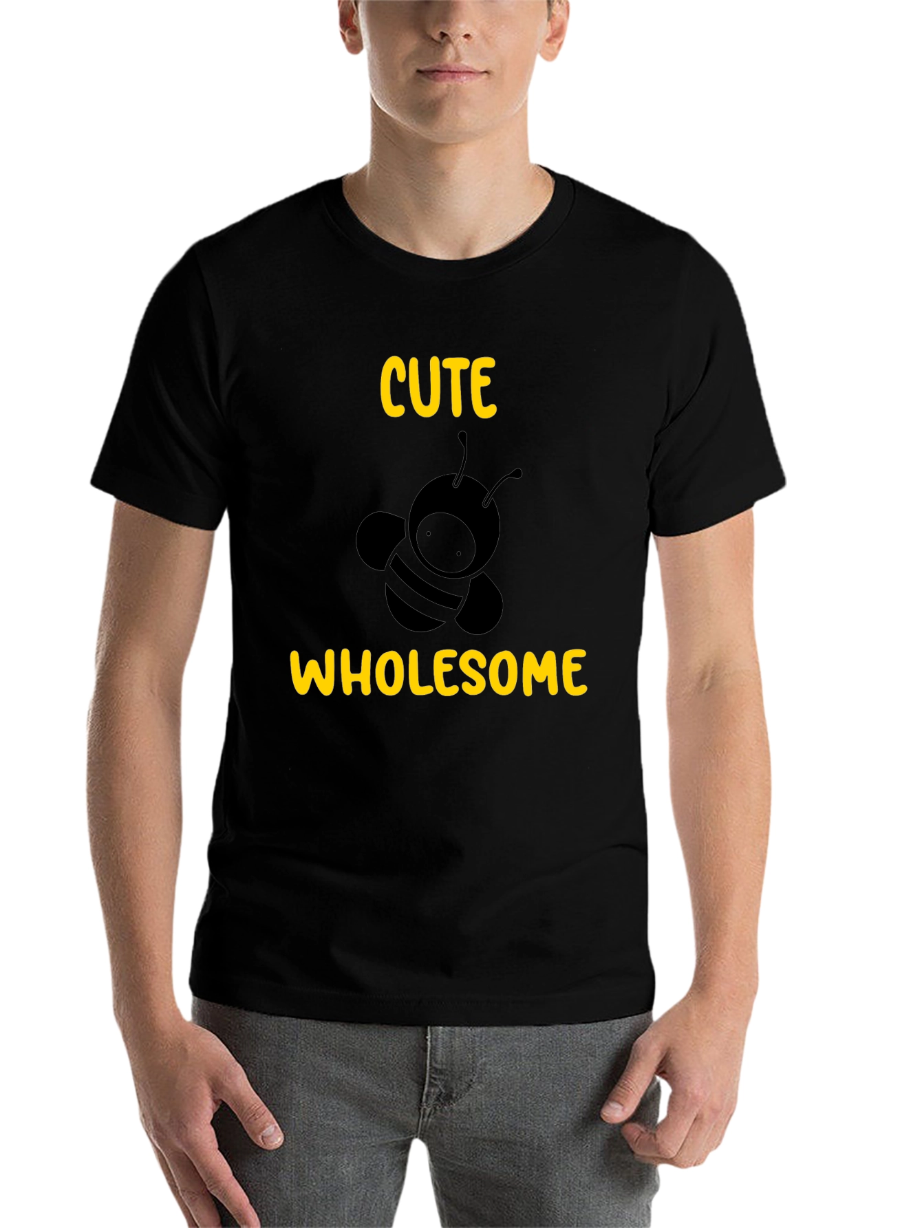 Black Cute Wholesome Bee Graphic Tee - Black T-Shirt view 7