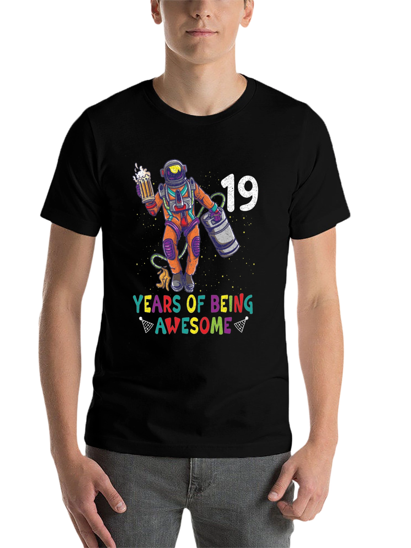 Black 19 Years of Being Awesome Graphic T-Shirt view 7