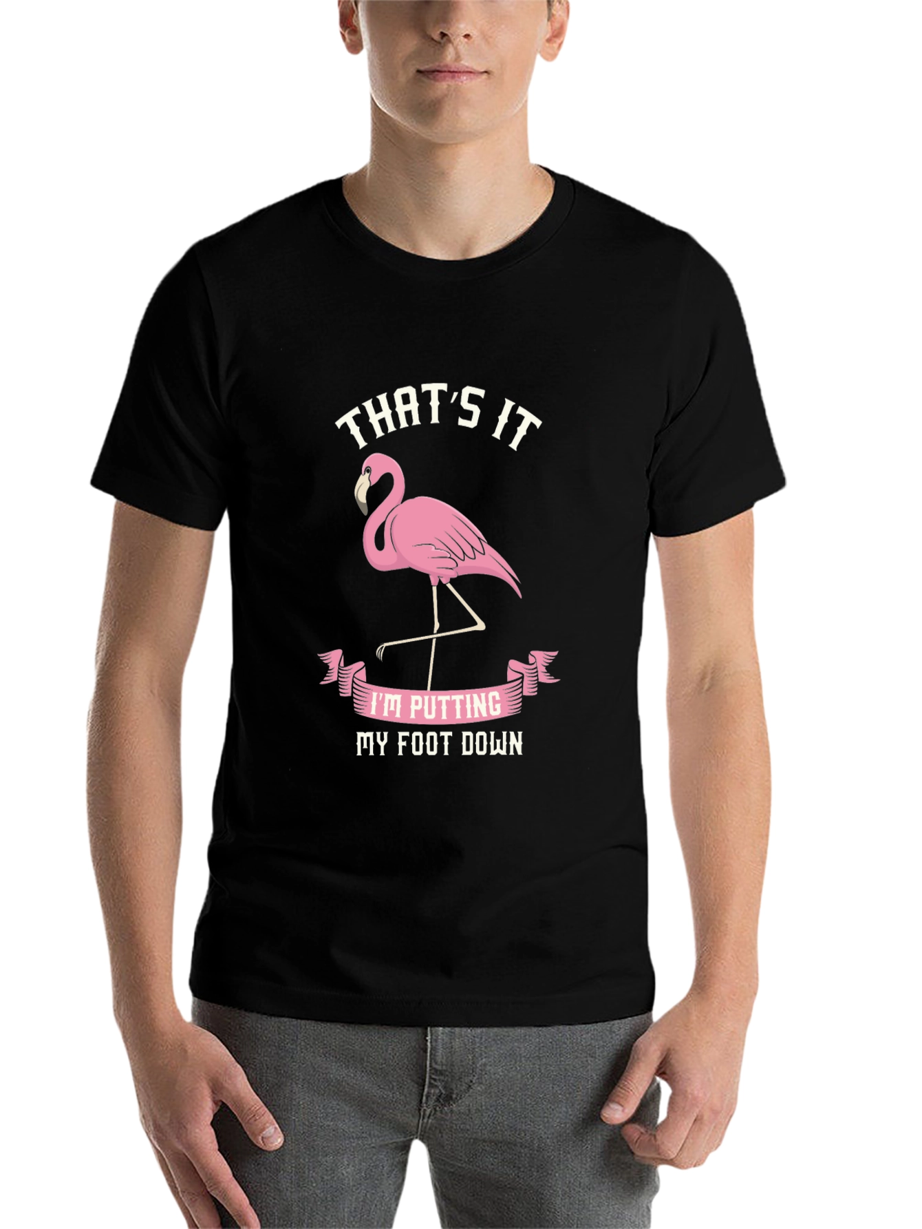 Black Funny Flamingo T-Shirt - That's It, My Foot Down view 7