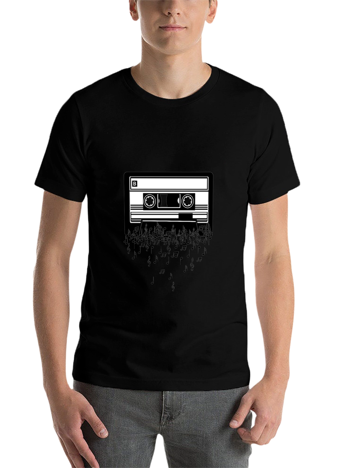 Black Retro Cassette Music T-Shirt - Black view 7