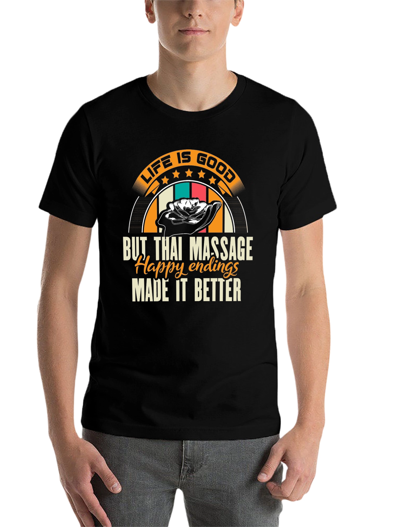 Black Life is Good Thai Massage T-Shirt view 7
