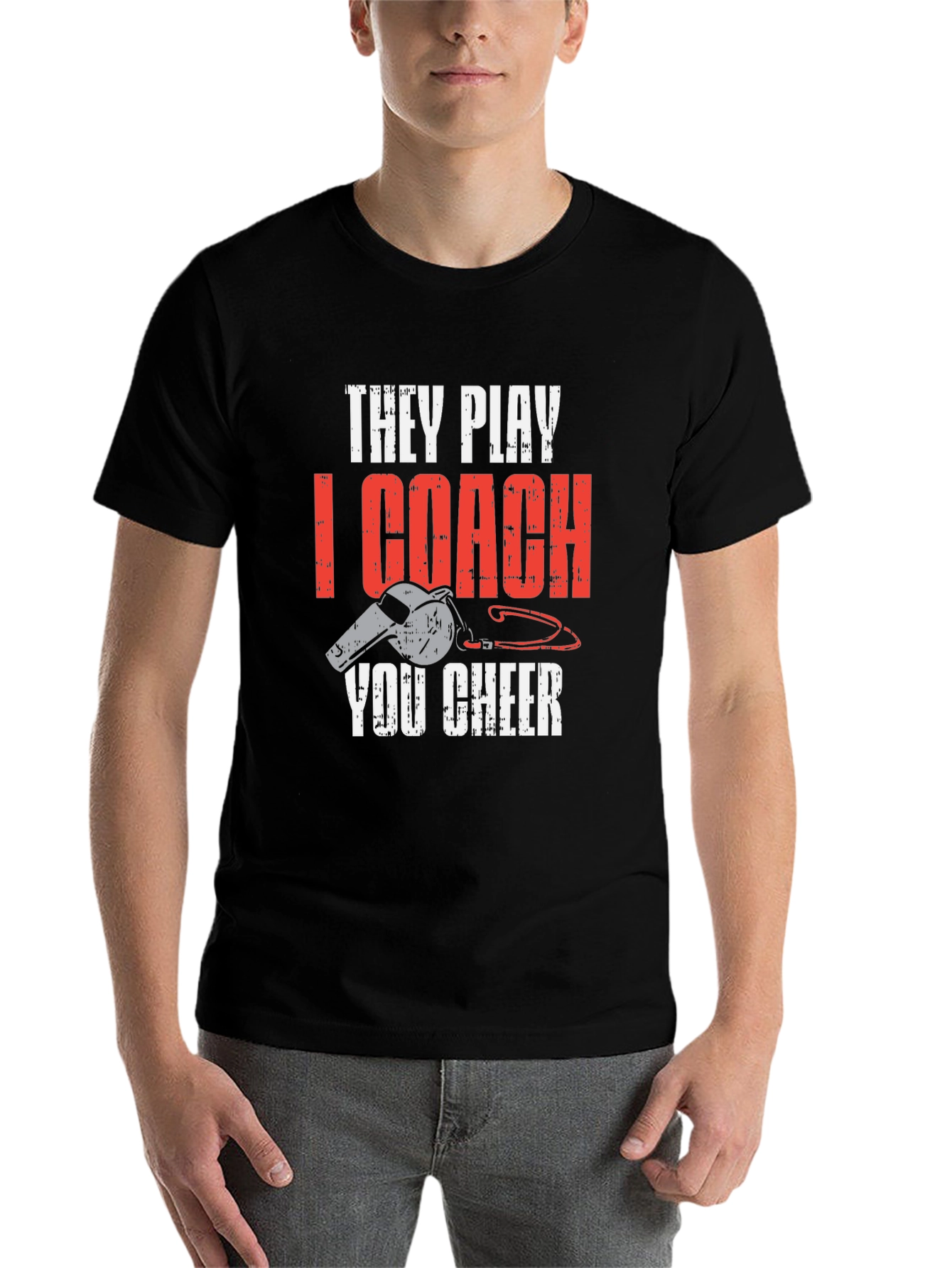 Black They Play I Coach You Cheer T-Shirt view 7