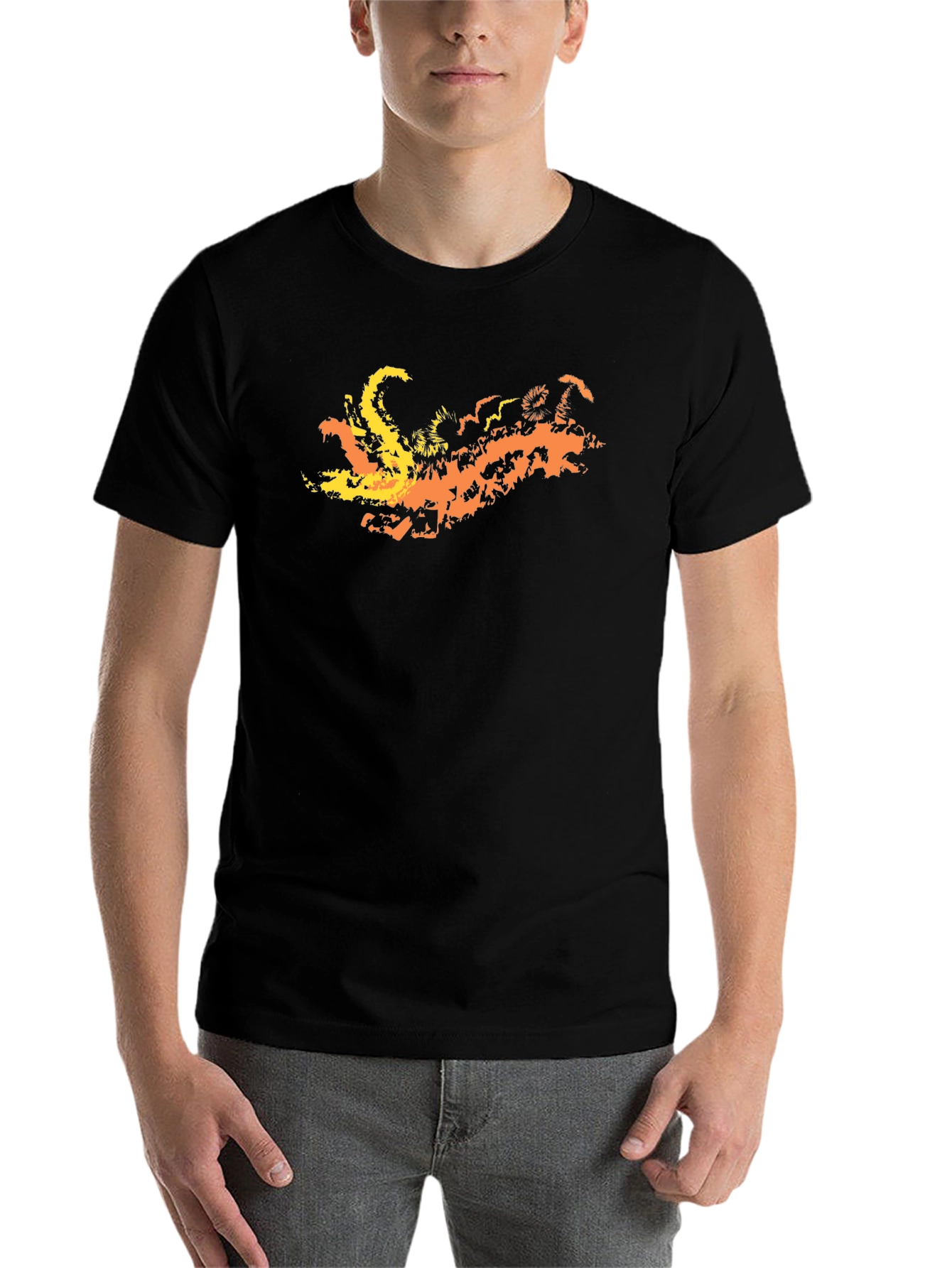 Fiery Dragon Graphic Tee - Black Cotton Blend T-Shirt - 7