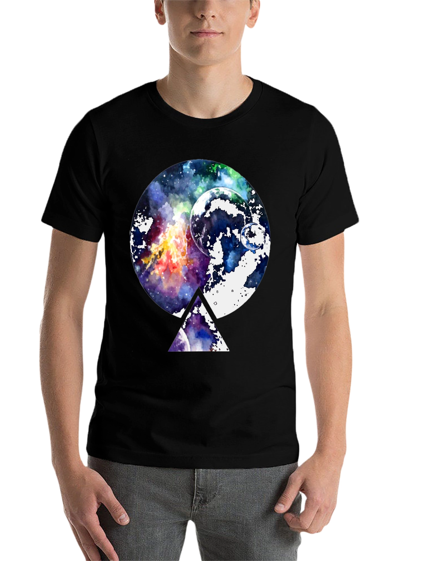 Galaxy Space Graphic Print Black T-Shirt - 7
