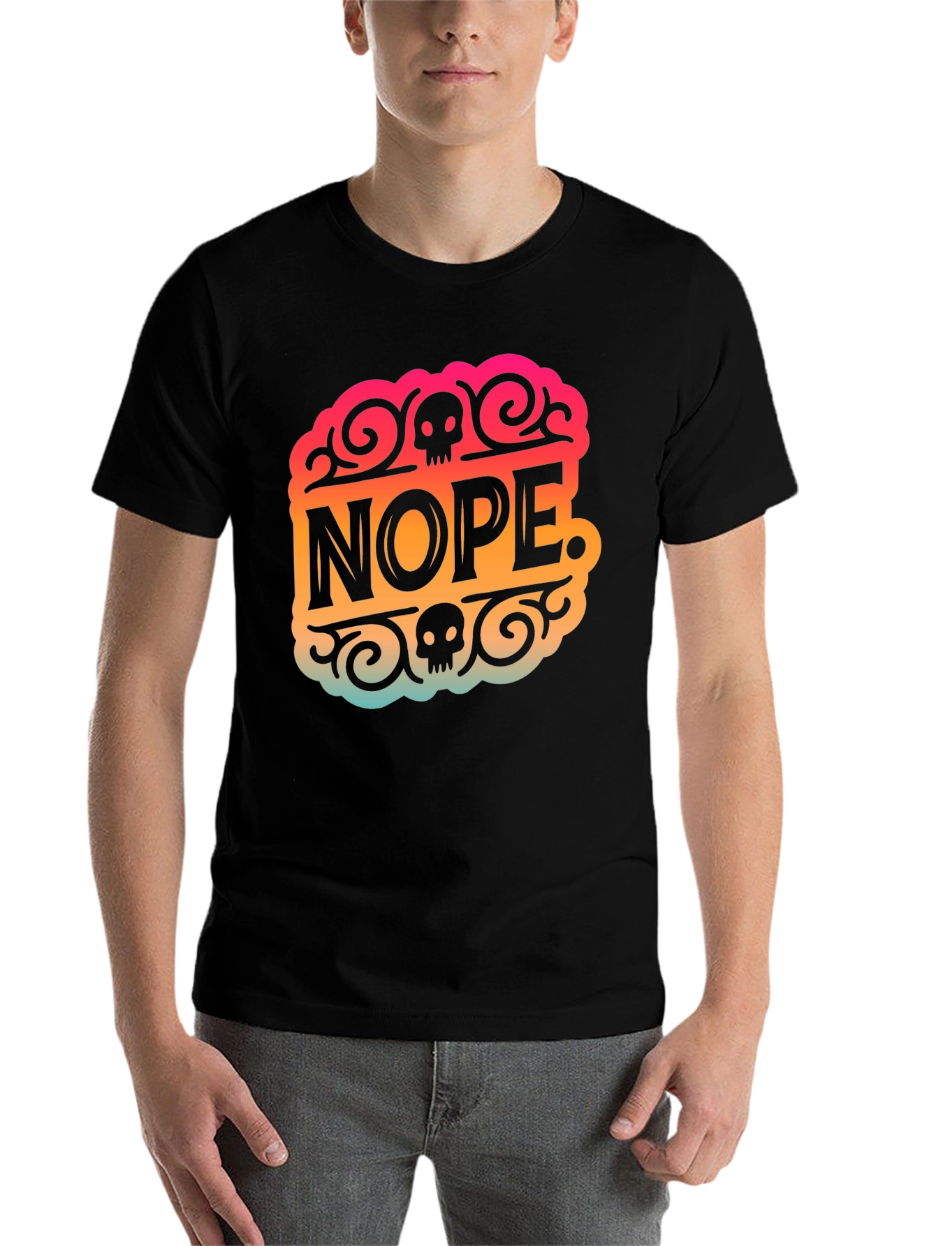 Black Nope Skull Graphic T-Shirt view 7
