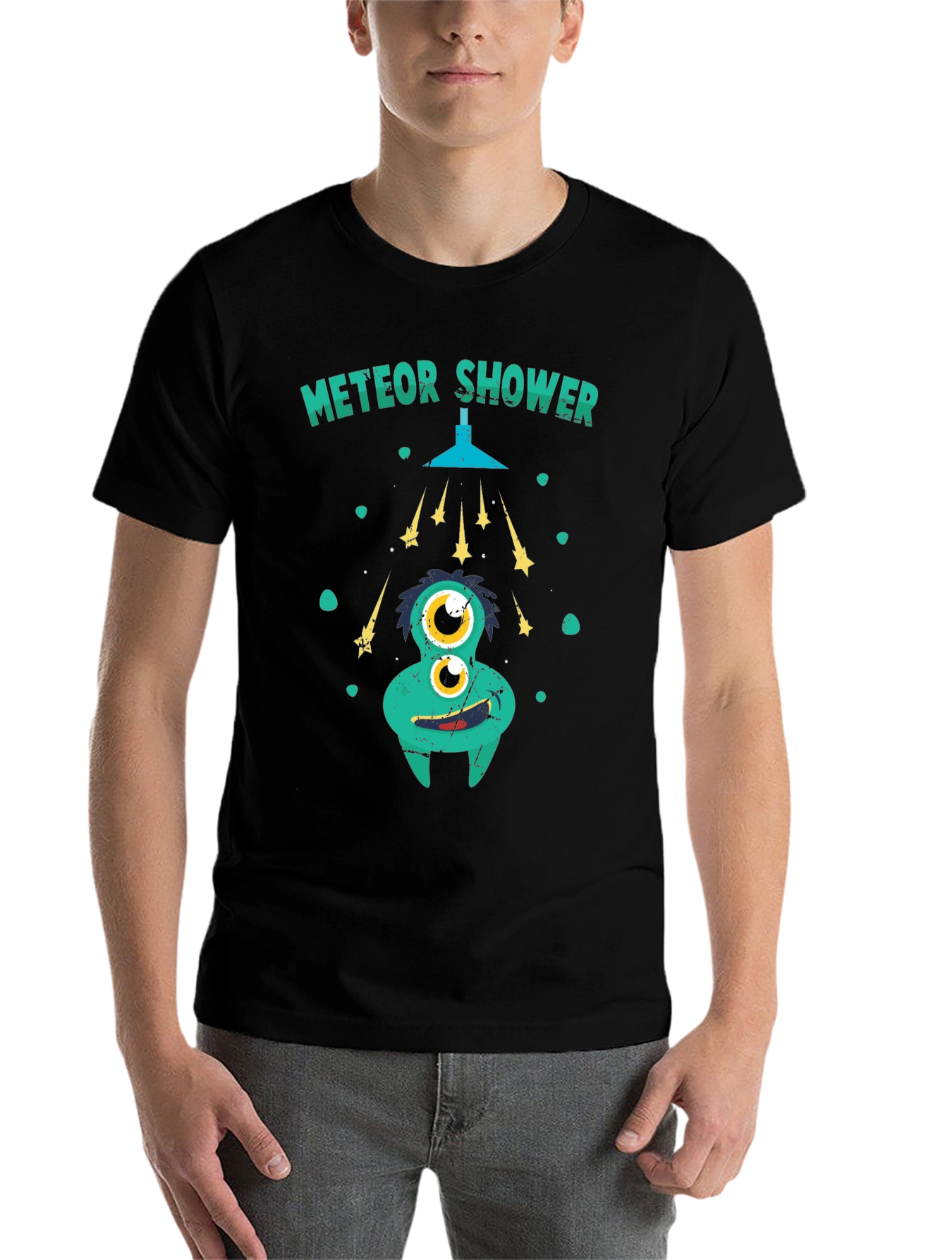 Black Meteor Shower Funny Graphic Tee view 7