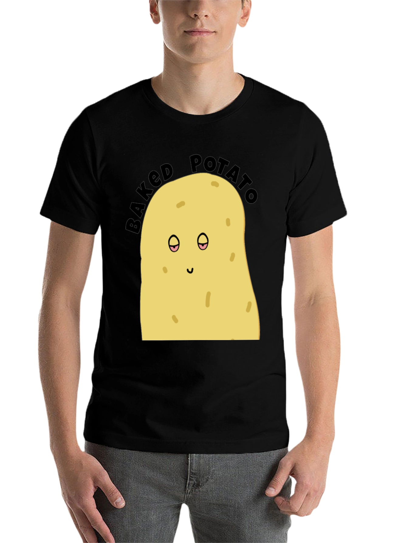 Black Baked Potato Graphic Tee - Funny Food Shirt view 7