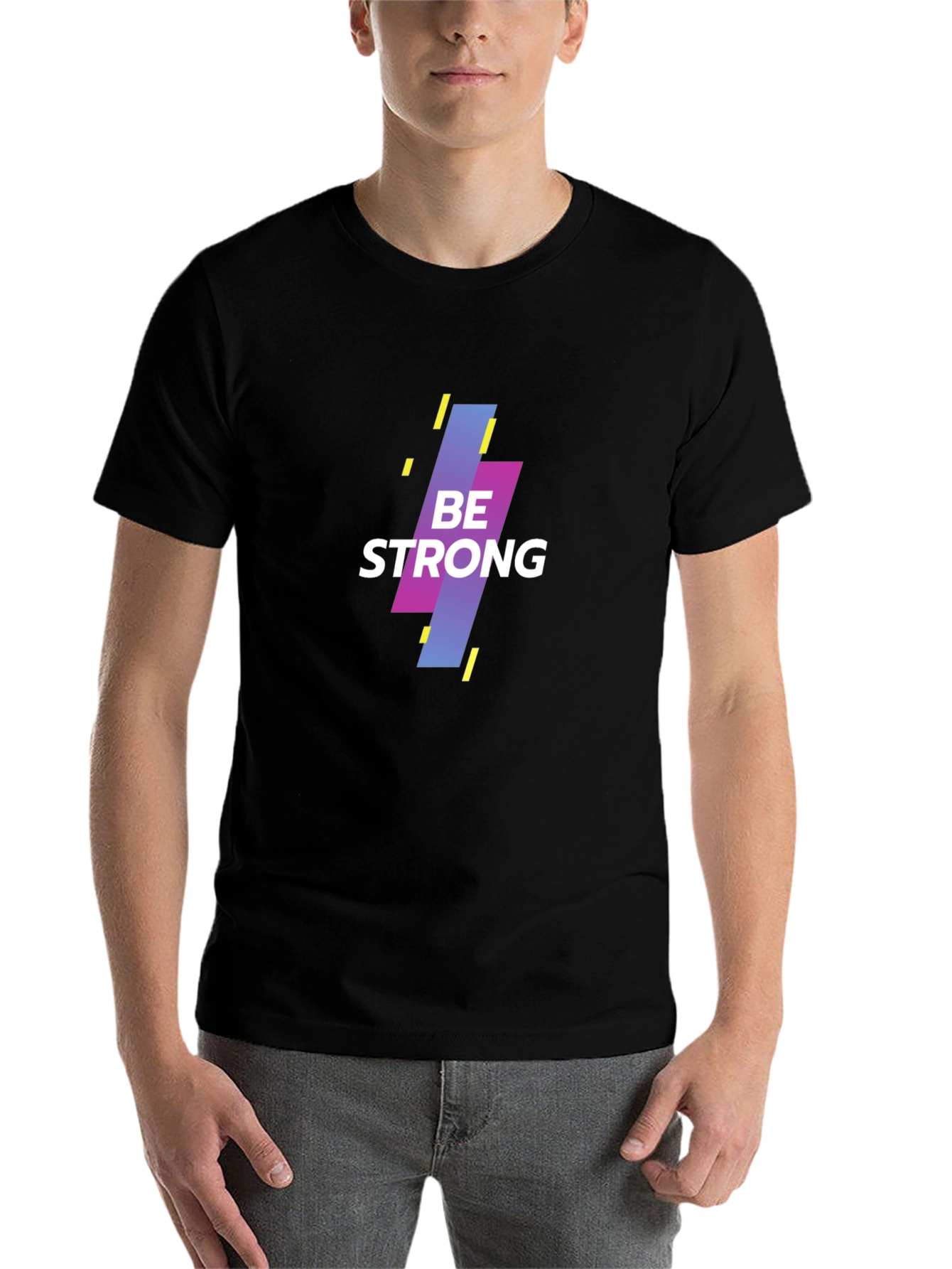 Black Be Strong Graphic Print Black T-Shirt view 7