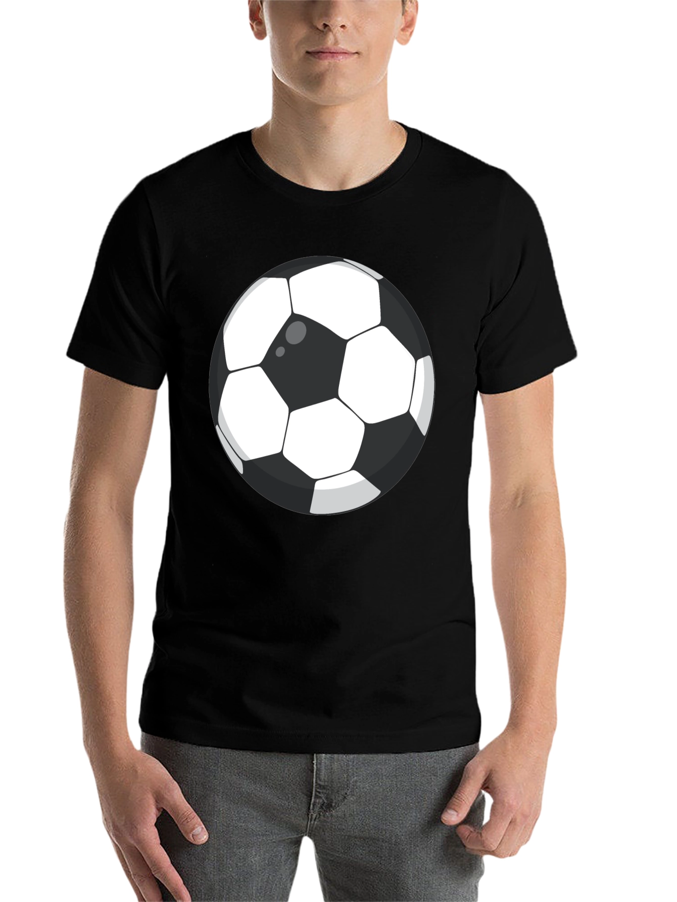 Black Soccer Ball Graphic T-Shirt - Casual Cotton Tee view 7