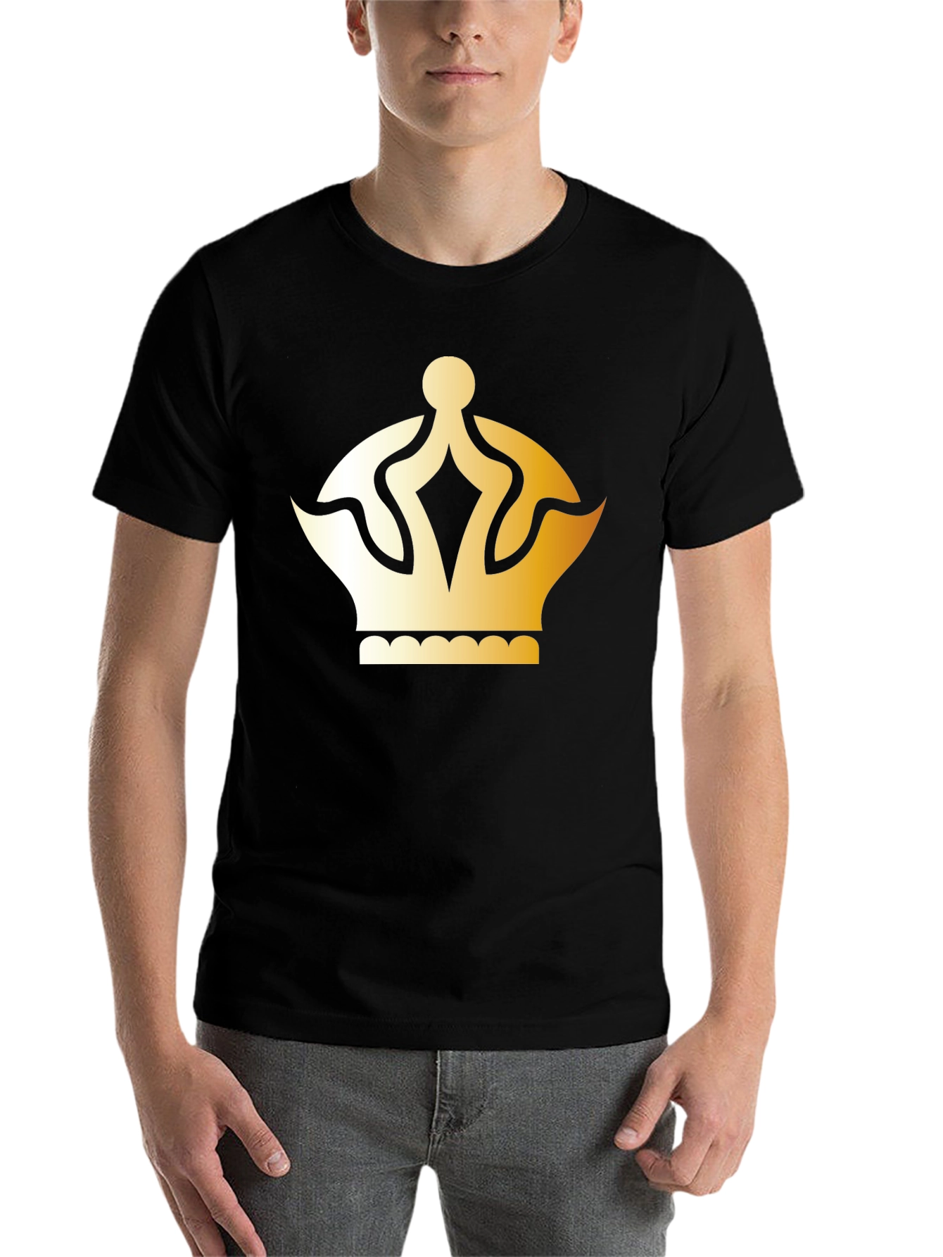 Black Gold Crown Graphic T-Shirt - Classic Style view 7