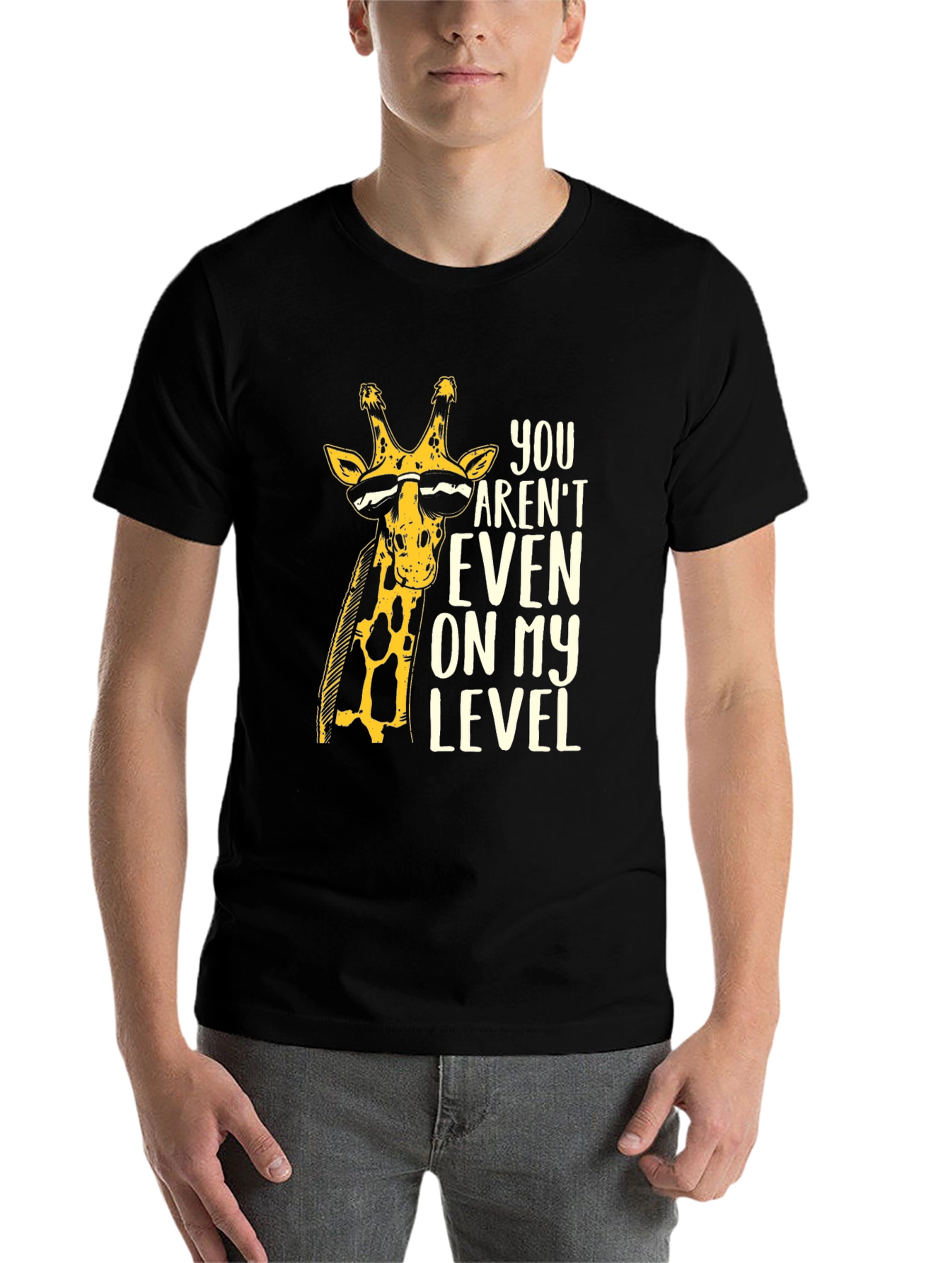 Black Funny Giraffe T-Shirt - You Aren't On My Level view 7