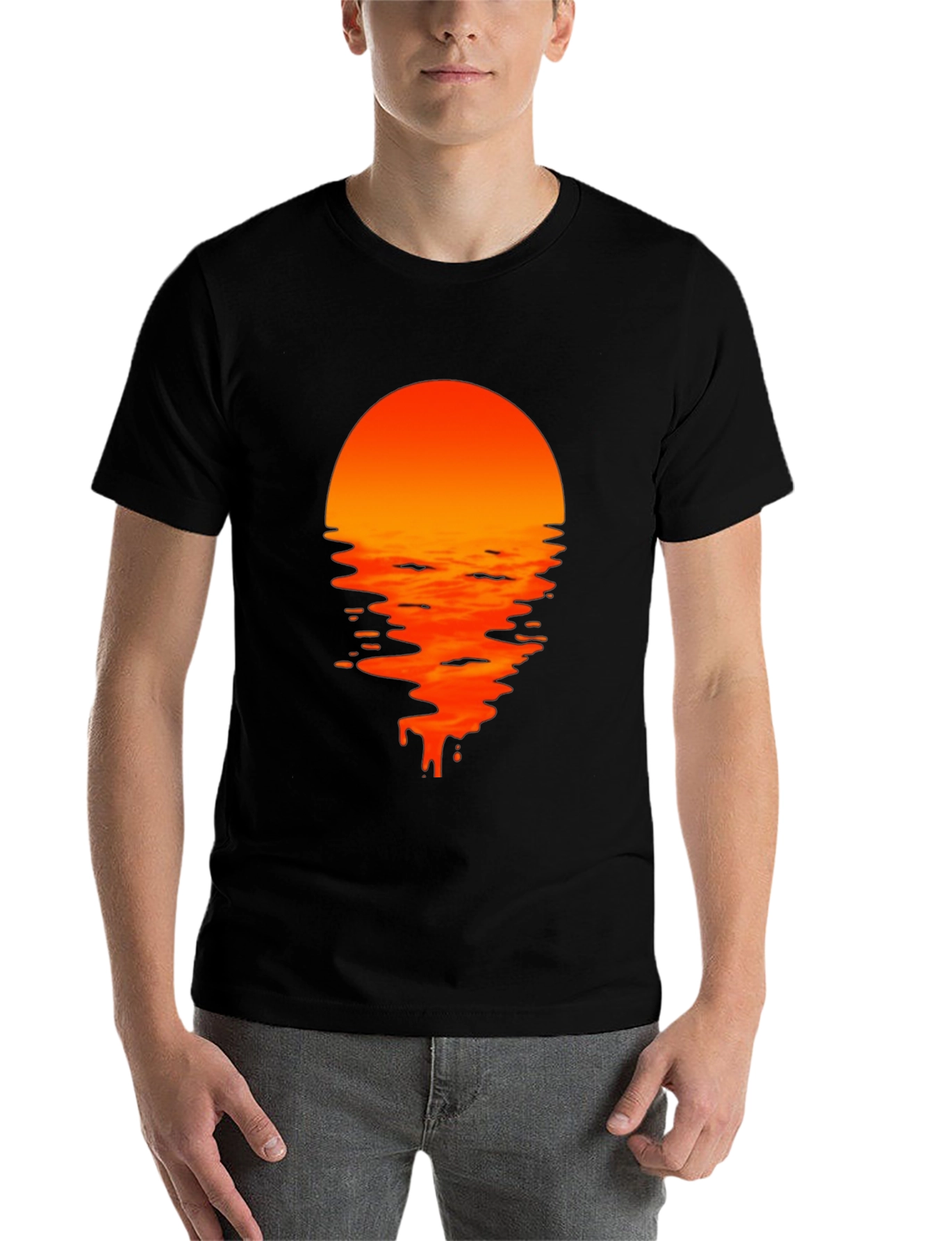 Black Sunset Drip Graphic Tee - Black view 7