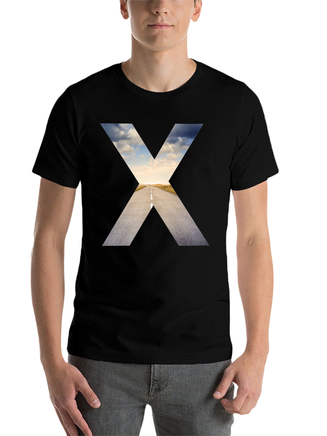 Black Road to Horizon Graphic Tee - Black Cotton Shirt view 7