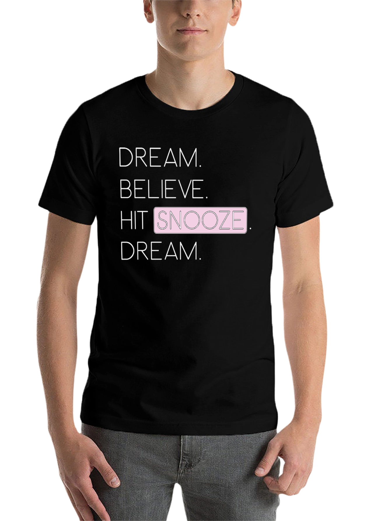 Black Dream Believe Snooze Graphic Tee view 7