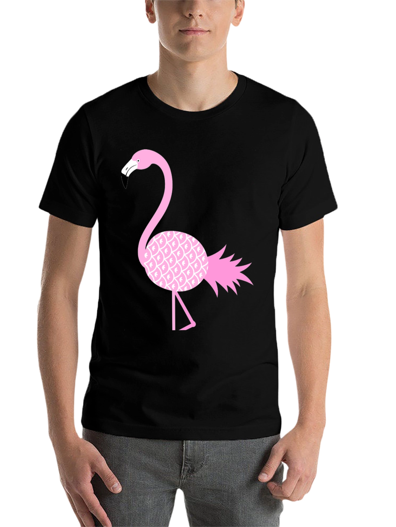 Black Black Flamingo Pineapple T-Shirt view 7