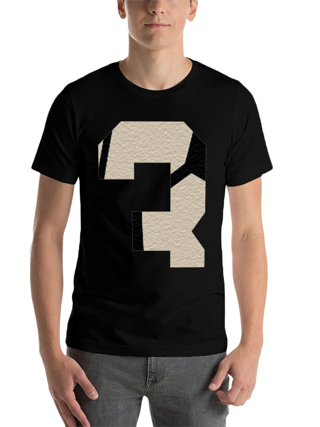 Black Abstract Number T-Shirt - Modern Black Tee view 7