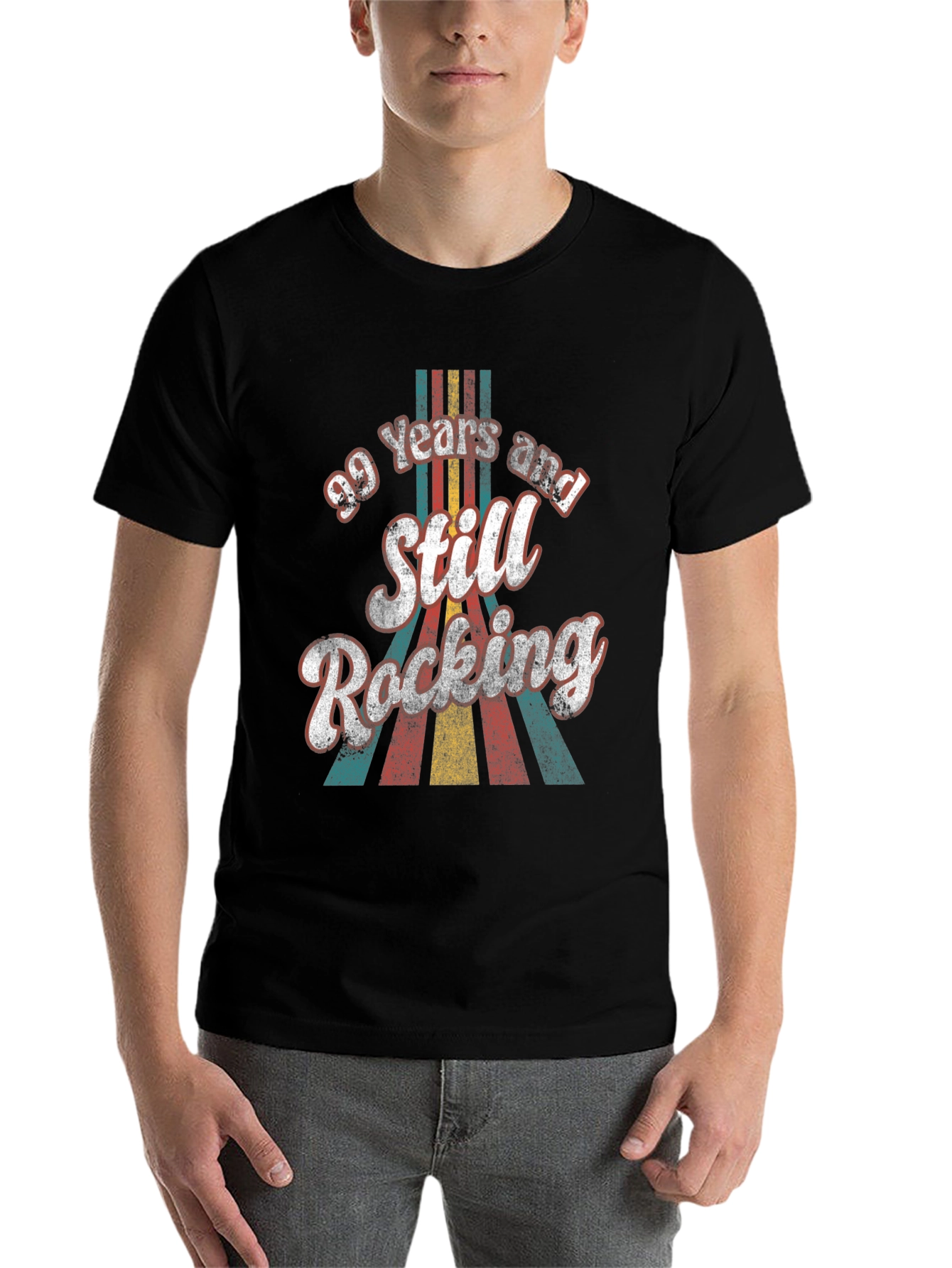 Black 99 Years Still Rocking Retro Birthday T-Shirt view 7