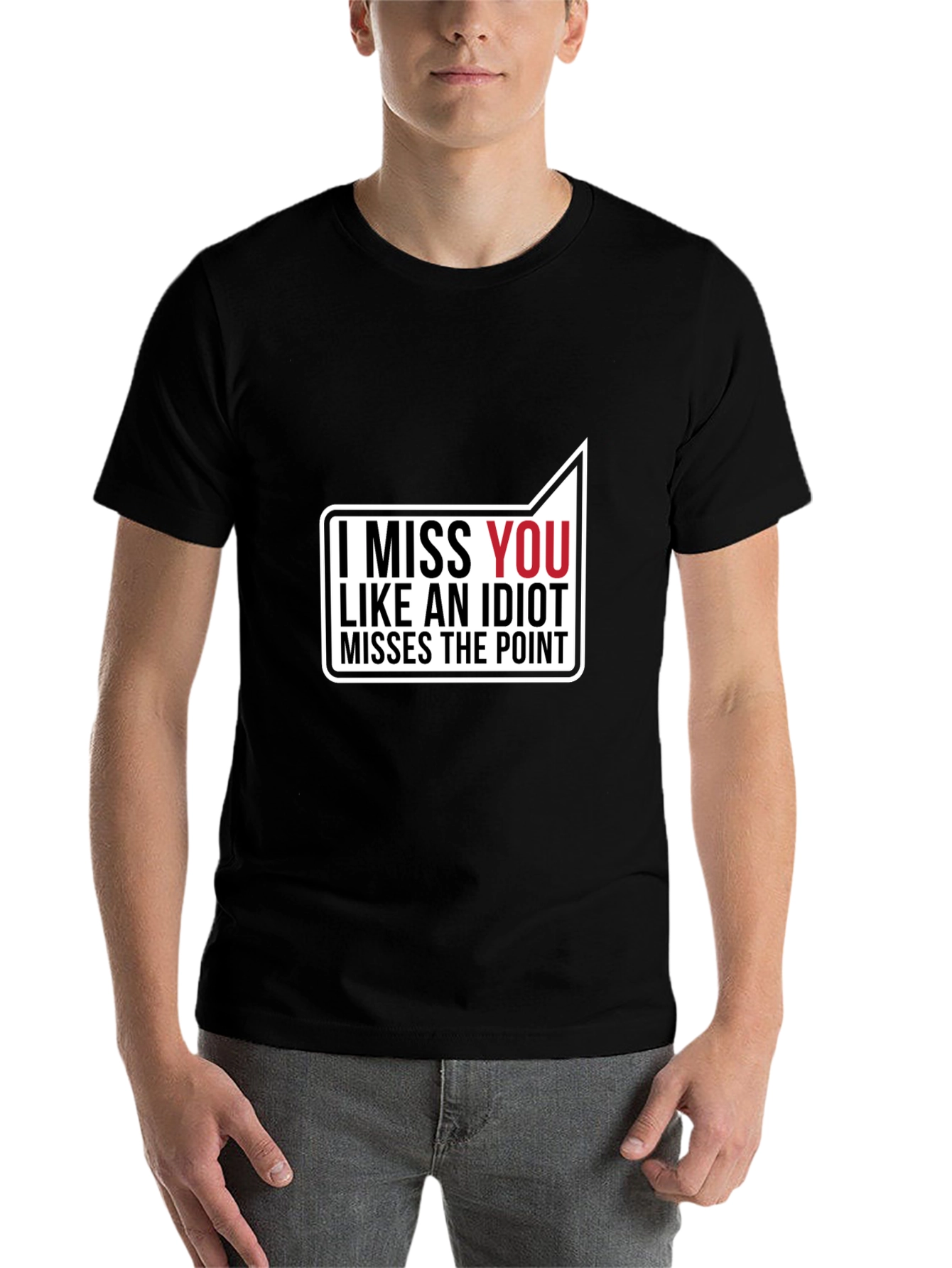 Black I Miss You Funny Graphic T-Shirt view 7