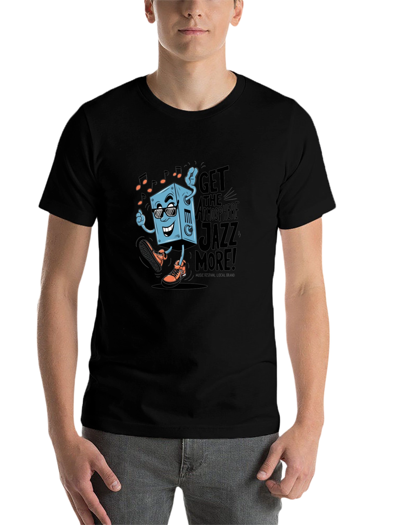 Black Cool Jazz Graphic Tee - Black Cotton T-Shirt view 7