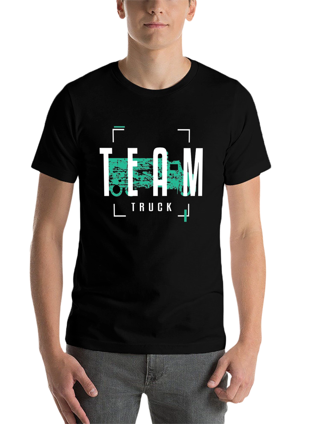 Black Team Truck Graphic Tee - Cool Black T-Shirt view 7