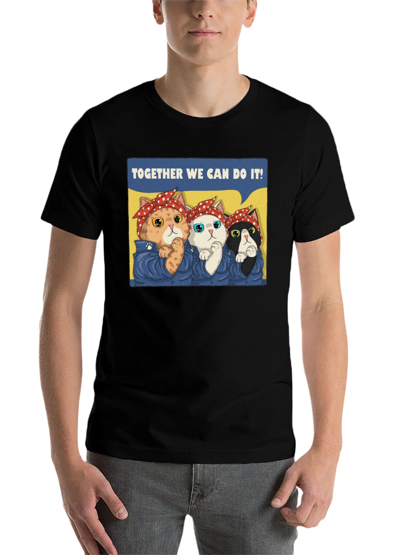 Black Rosie the Riveter Cats T-Shirt view 7