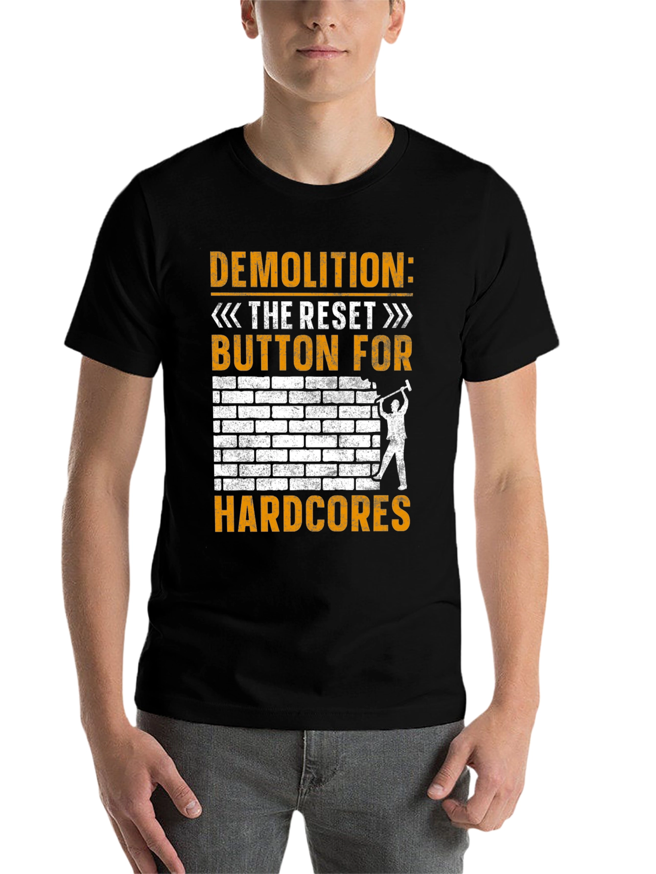 Black Demolition Reset Button Hardcore T-Shirt view 7