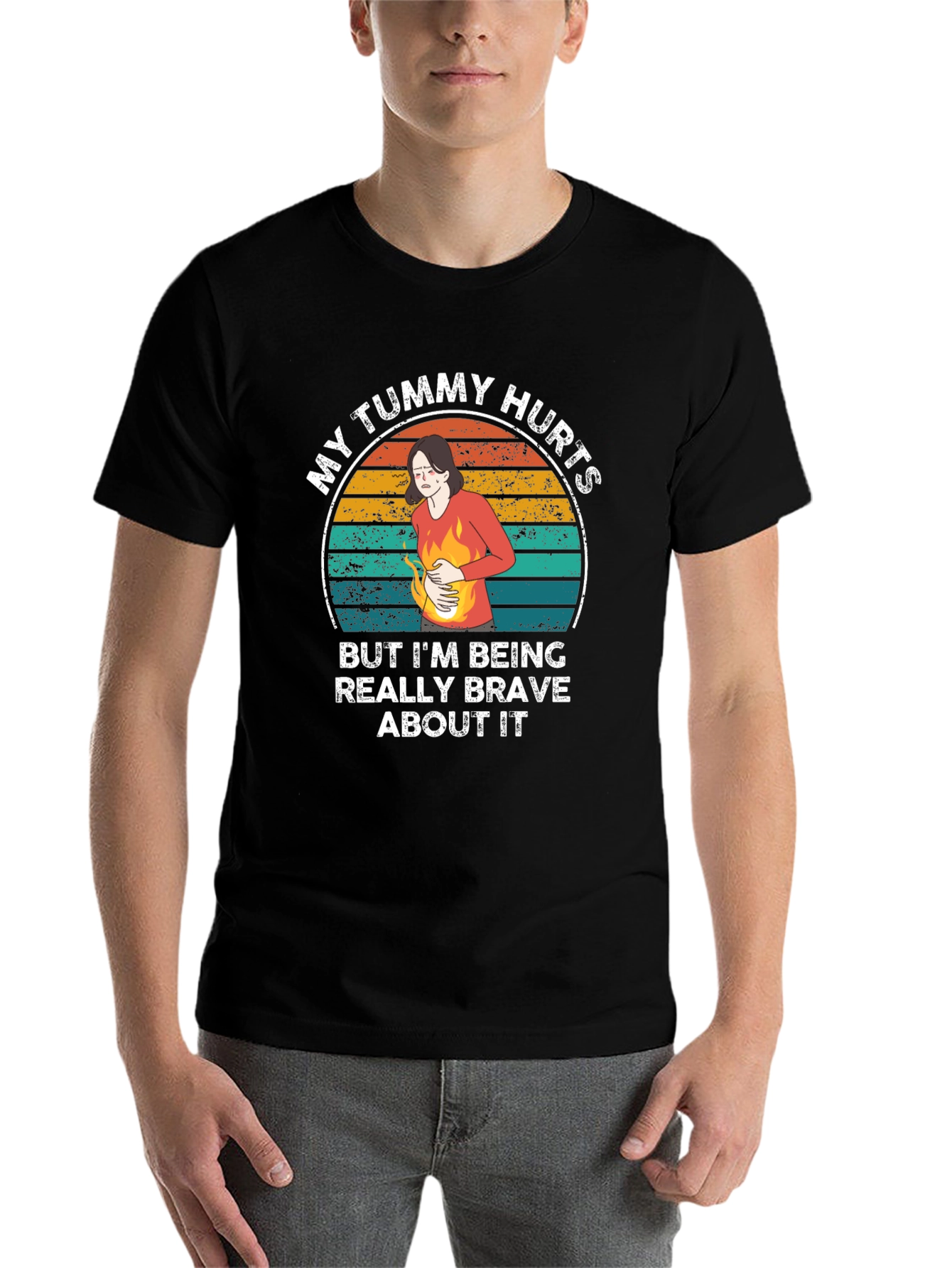 Black My Tummy Hurts Funny Graphic Tee view 7