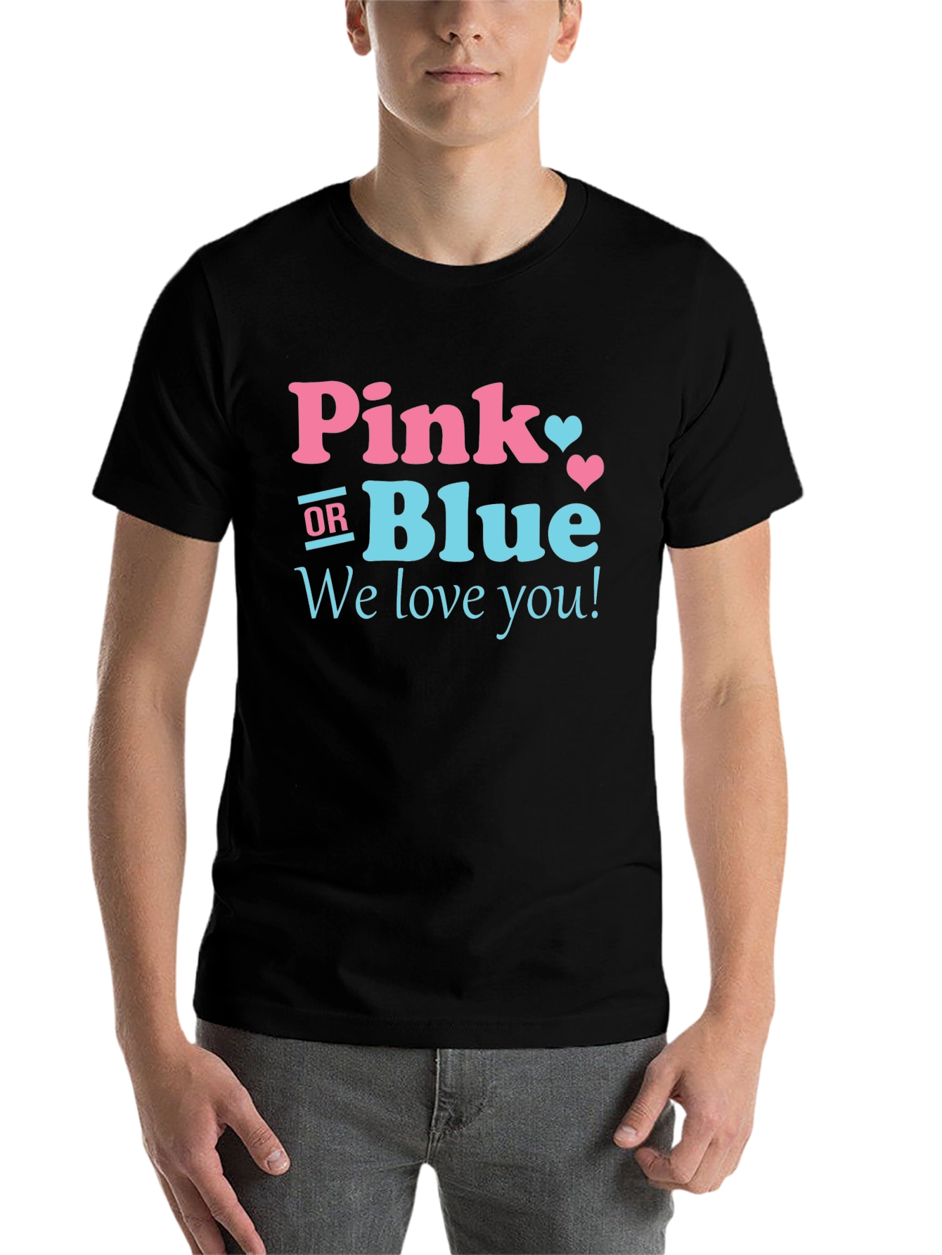 Pink or Blue Gender Reveal T-Shirt - We Love You! - 7