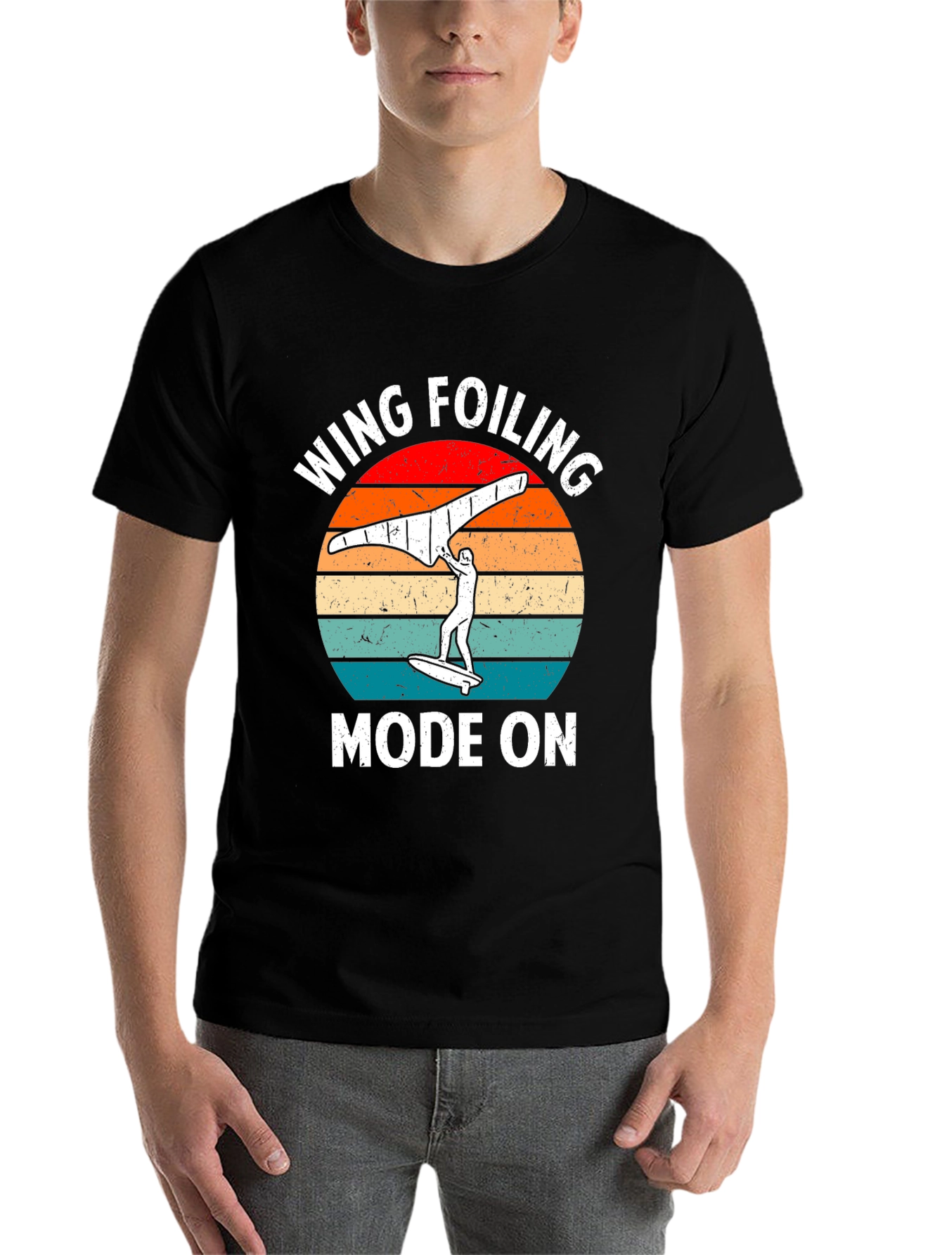 Black Wing Foiling Mode On Graphic Tee view 7