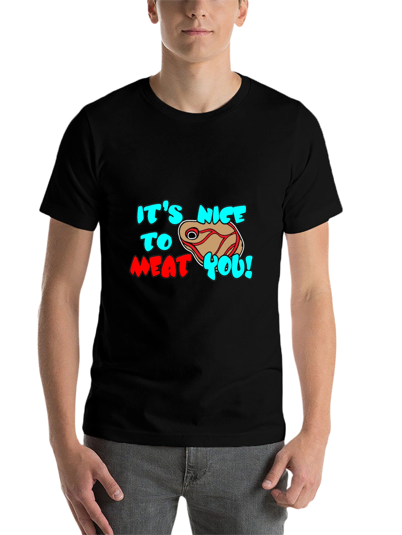 Black It's Nice To Meat You Graphic Tee view 7