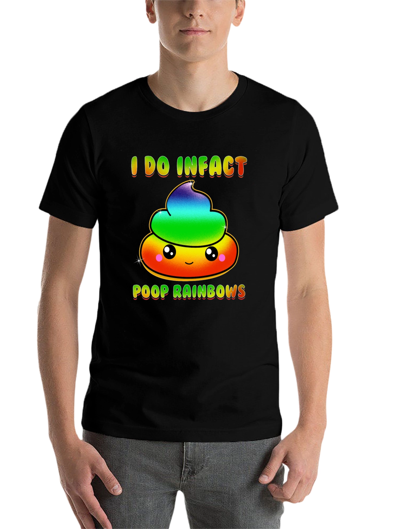 Black Rainbow Poop T-Shirt, Funny Graphic Tee view 7