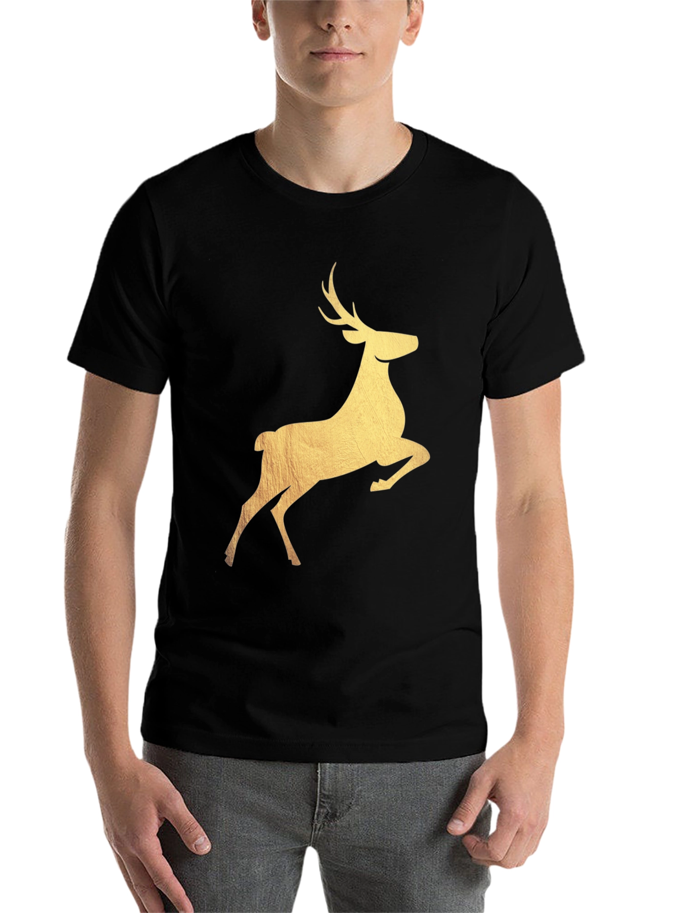 Black Reindeer Graphic Black T-Shirt view 7