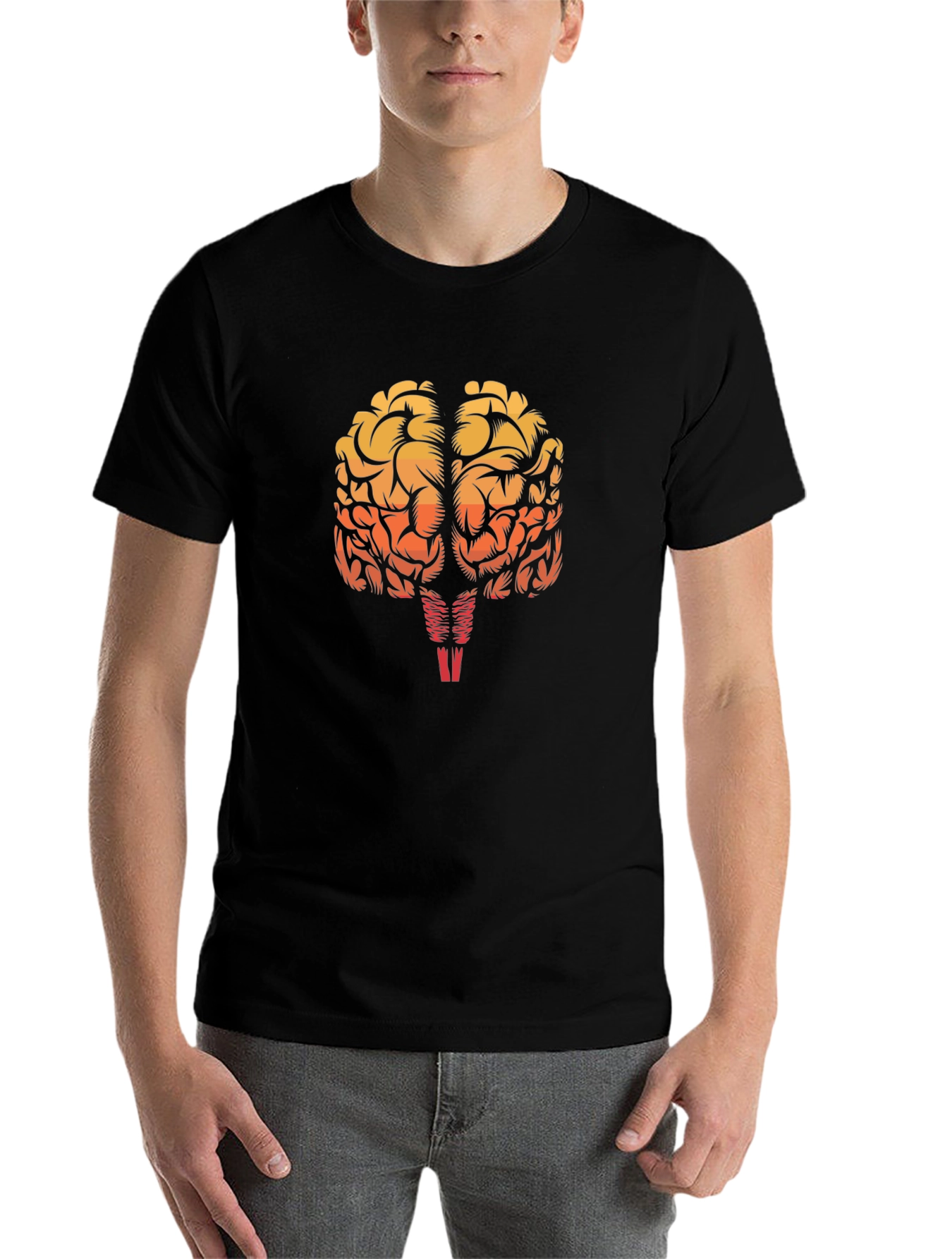 Black Brain Graphic Black T-Shirt - Smart & Stylish view 7