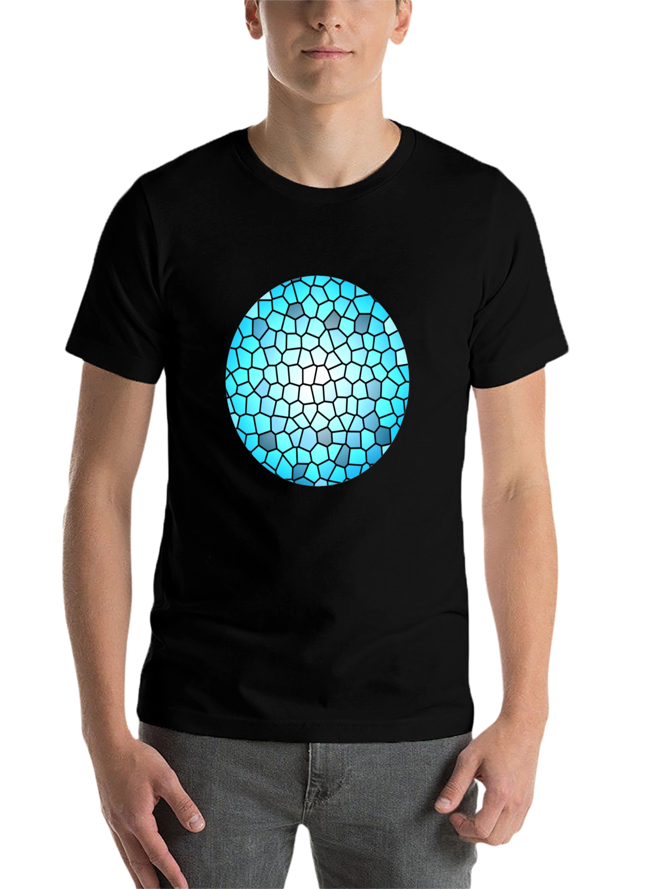 Black Modern Mosaic Orb Graphic Tee - Stylish Black T-Shirt view 7