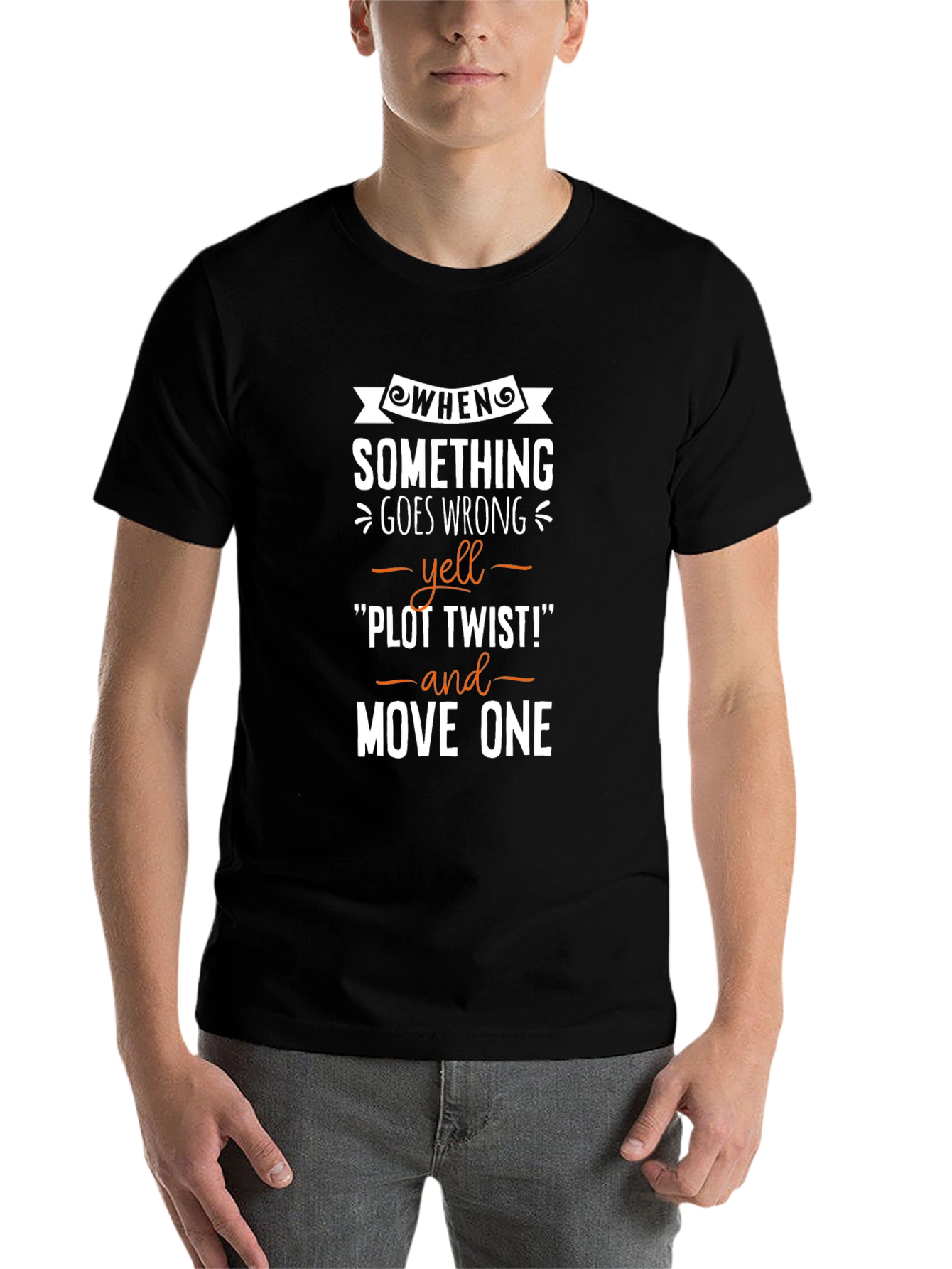 Black Plot Twist Tee - Funny Problem Solving Black T-Shirt view 7