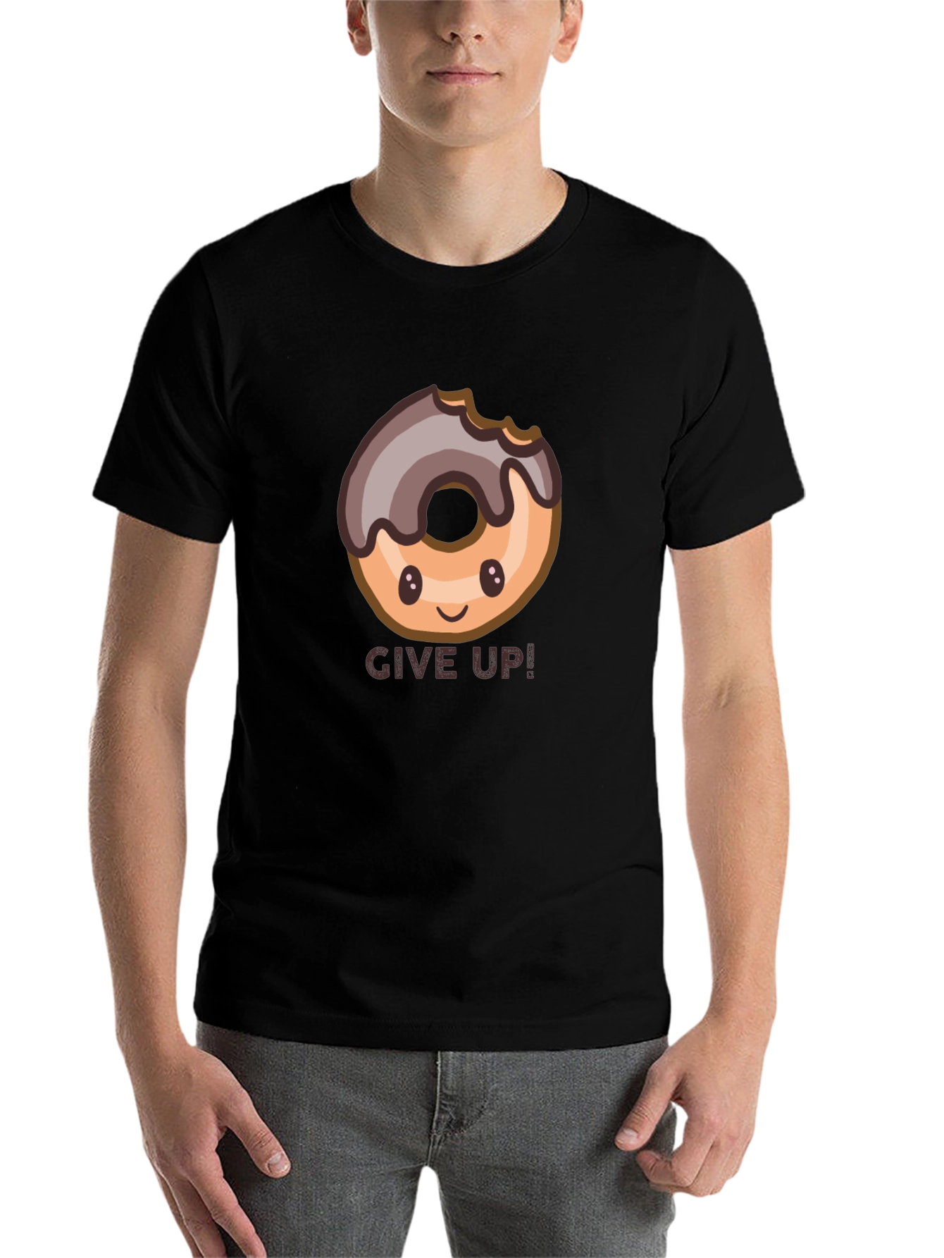 Black Donut Give Up! Graphic Tee view 7