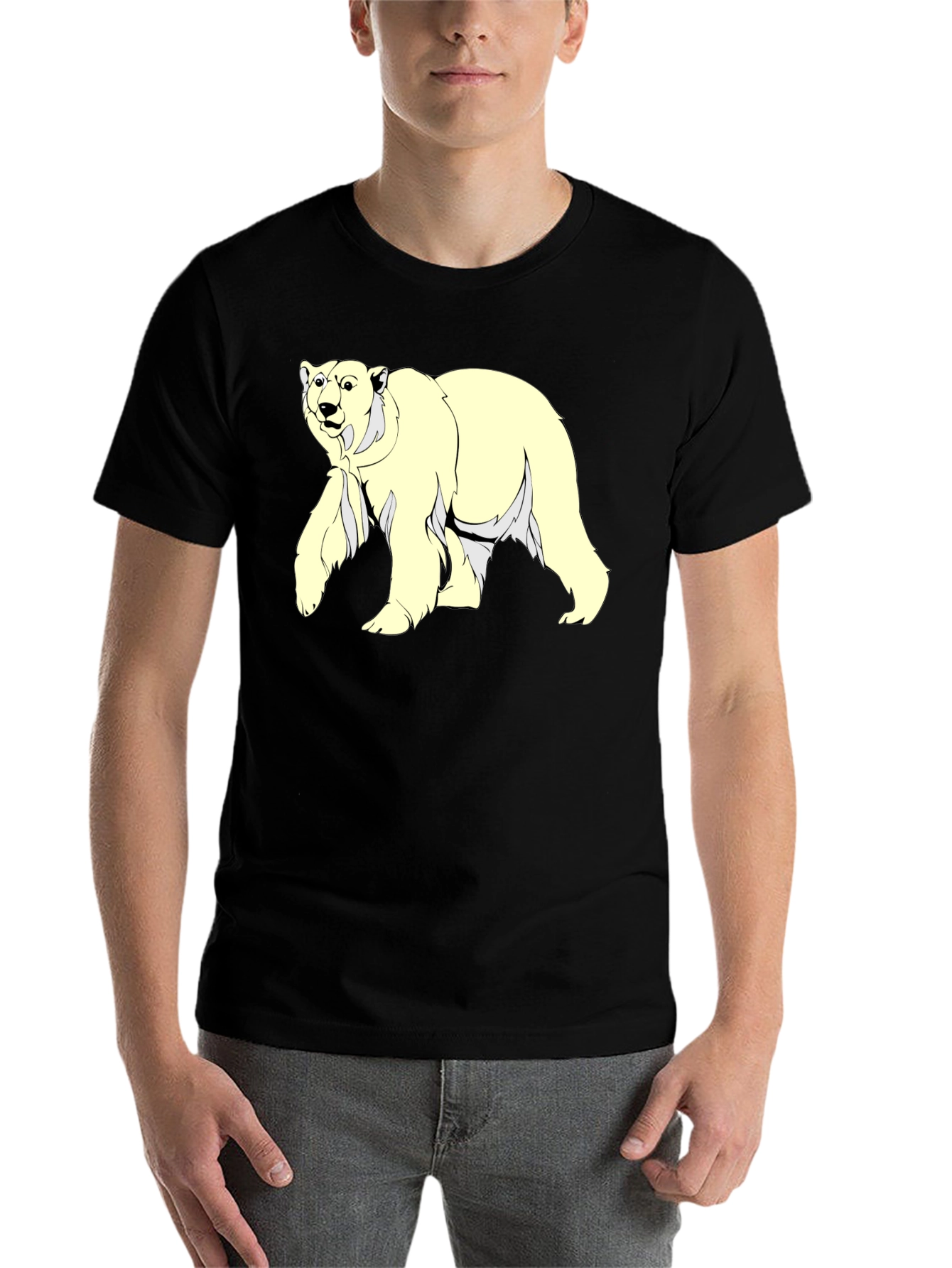 Black Polar Bear Graphic Tee - Men's Black T-Shirt view 7