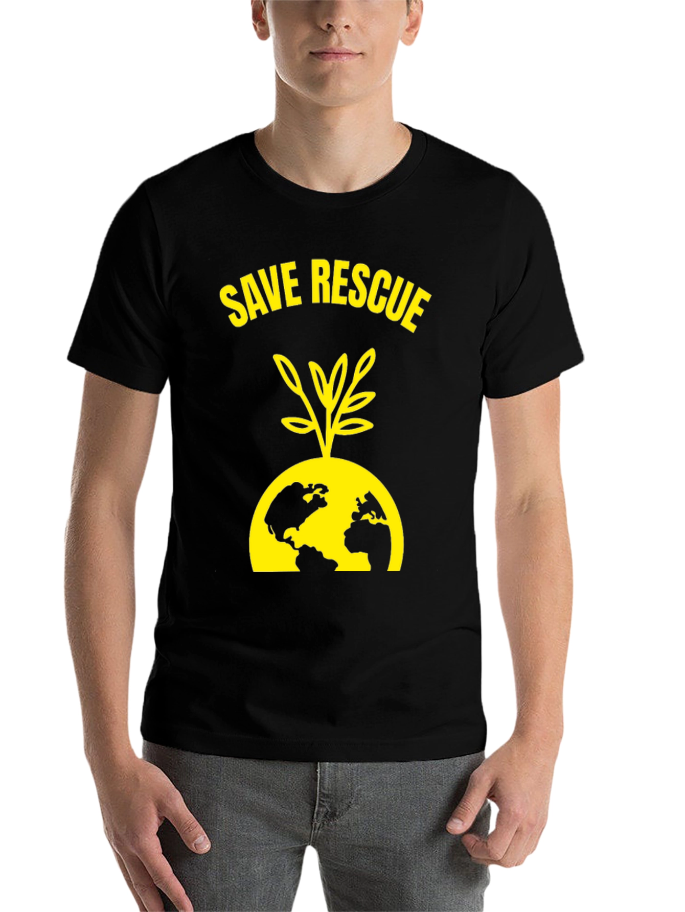 Black Save Rescue Earth T-Shirt view 7