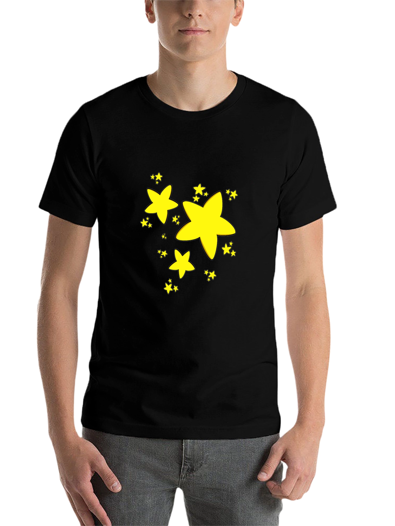 Black Stars Graphic Black T-Shirt view 7