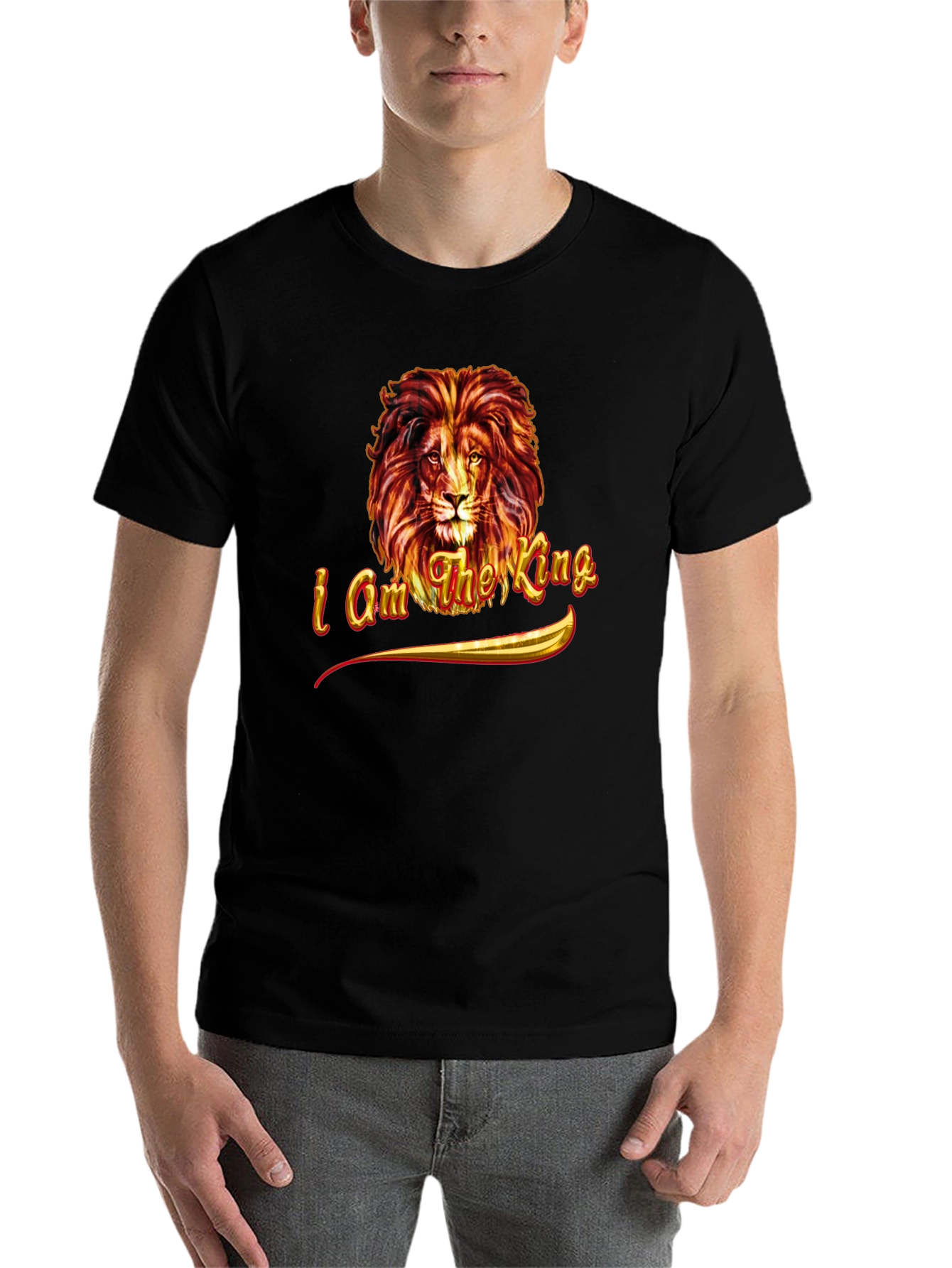 Black I am the King Lion Graphic Tee - Black view 7