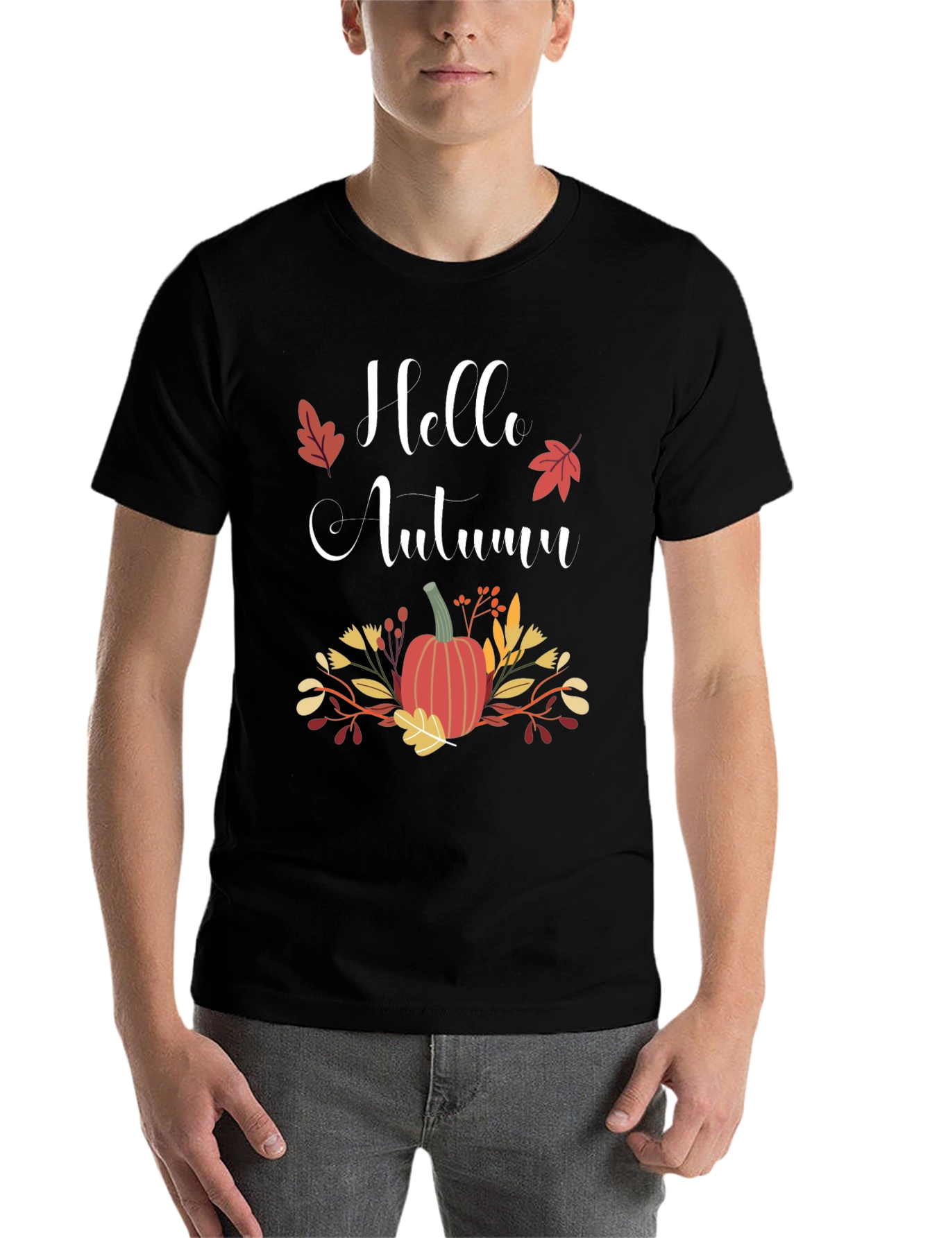 Black Hello Autumn Graphic T-Shirt view 7