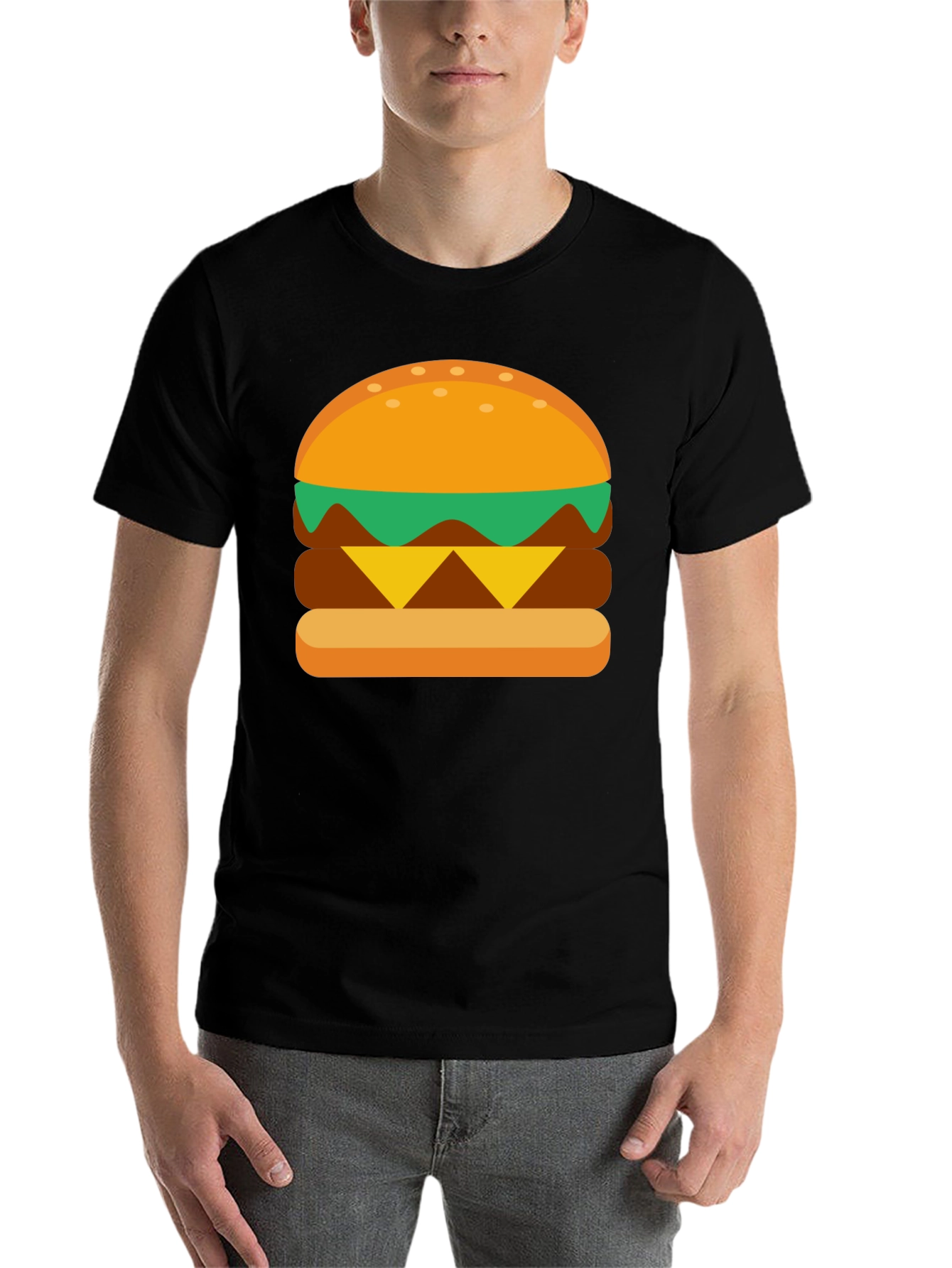 Black Burger Graphic Tee - Casual Cotton T-Shirt view 7