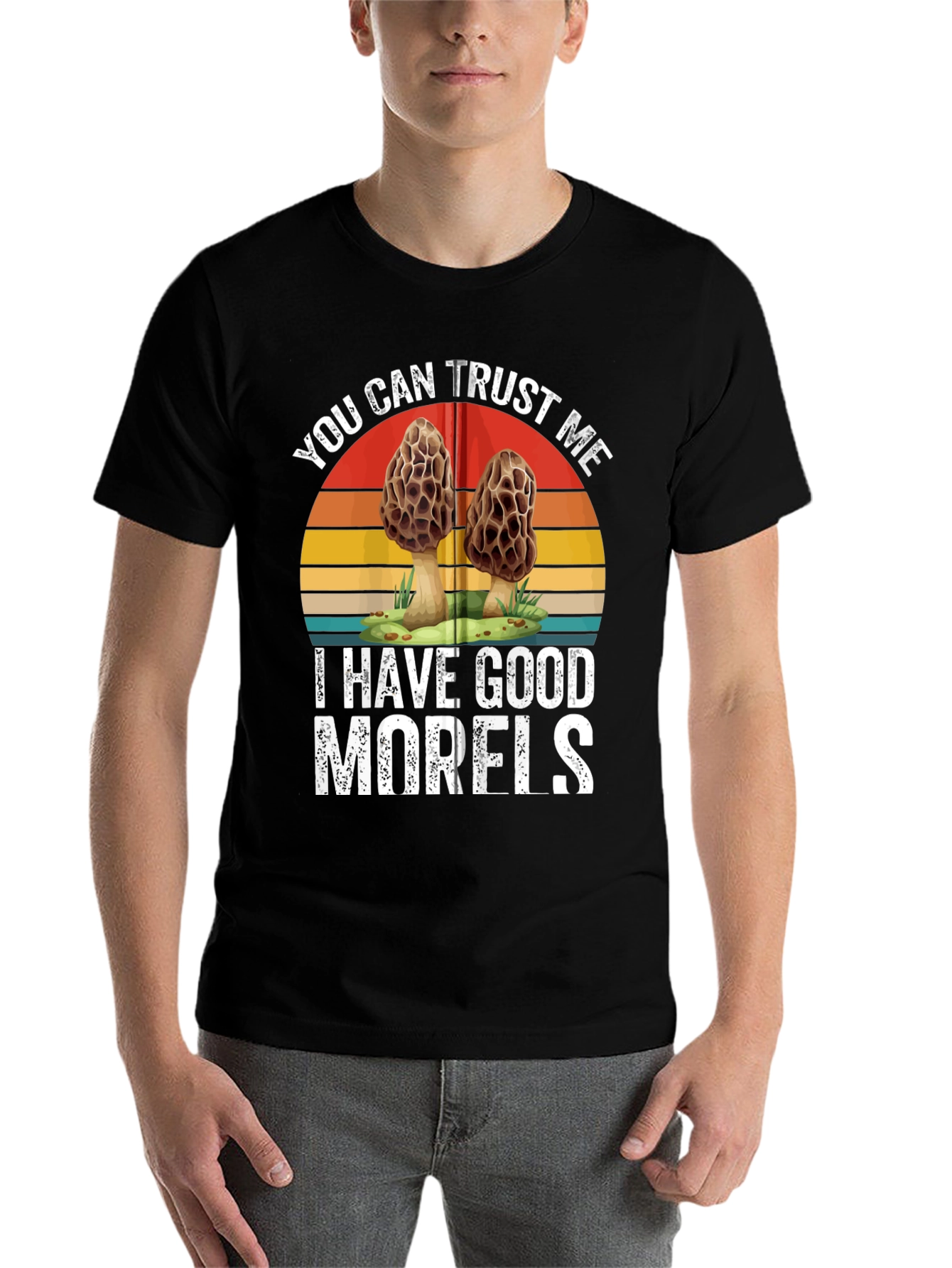 Black Trust Me, I Have Good Morels - Funny Mushroom T-Shirt view 7