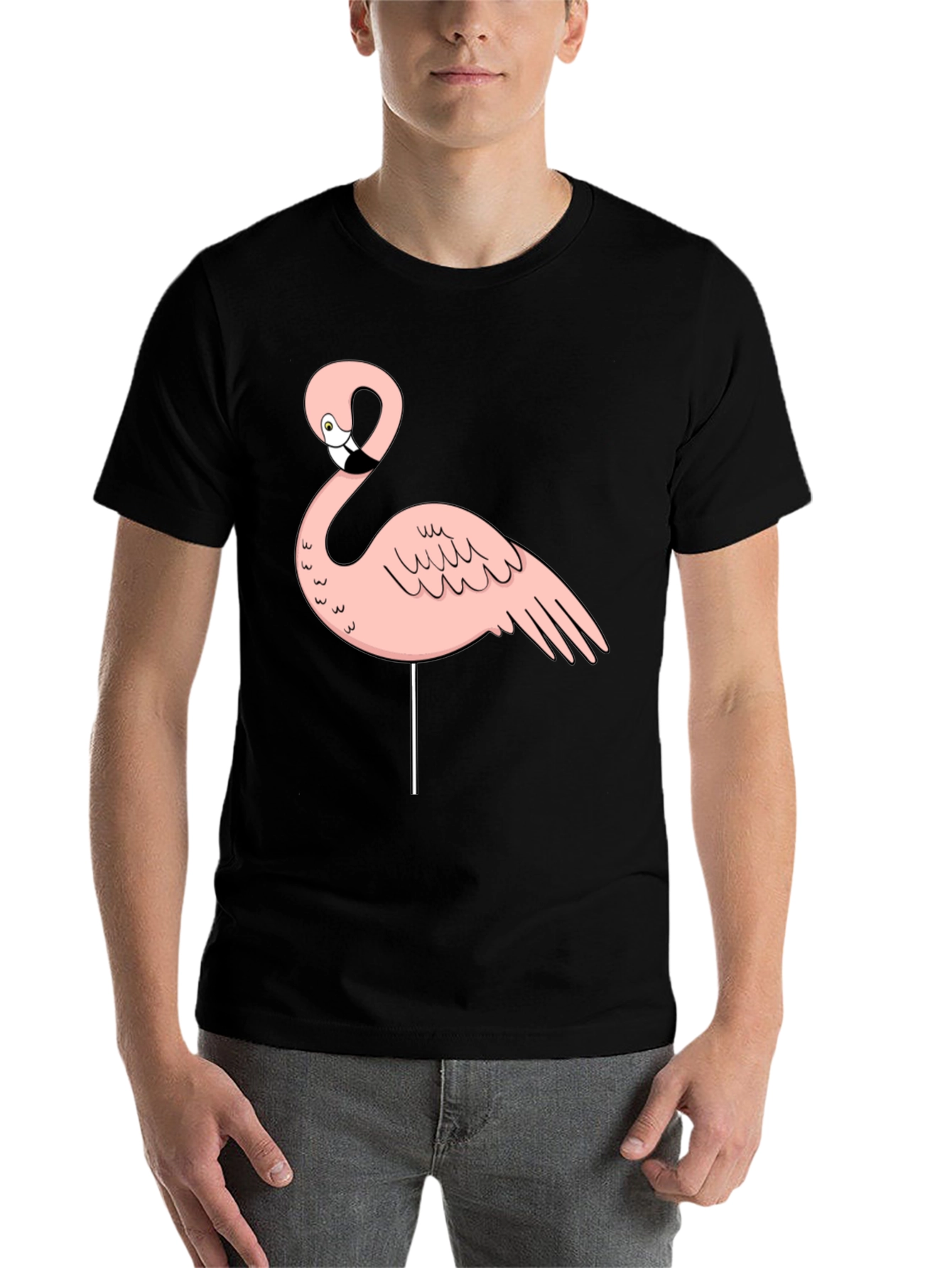 Flamingo Graphic Tee - Black Cotton Blend - 7