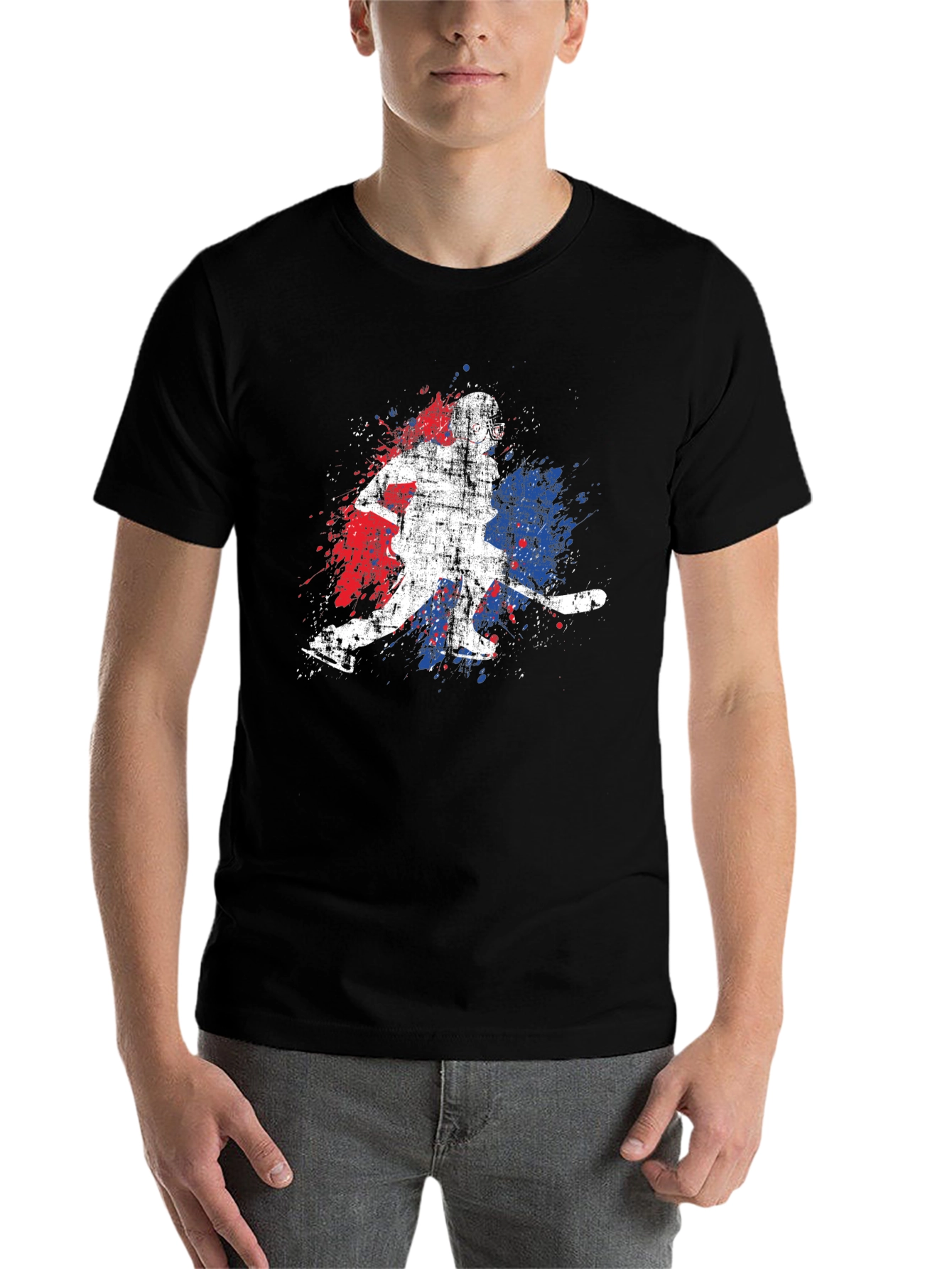 Black Hockey Player Graphic Tee - Sporty Style view 7