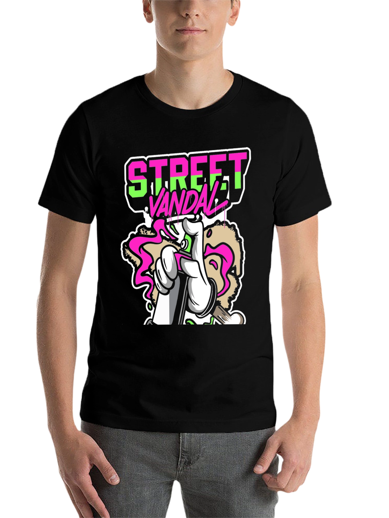 Black Street Vandal Graffiti Graphic Tee - Black view 7