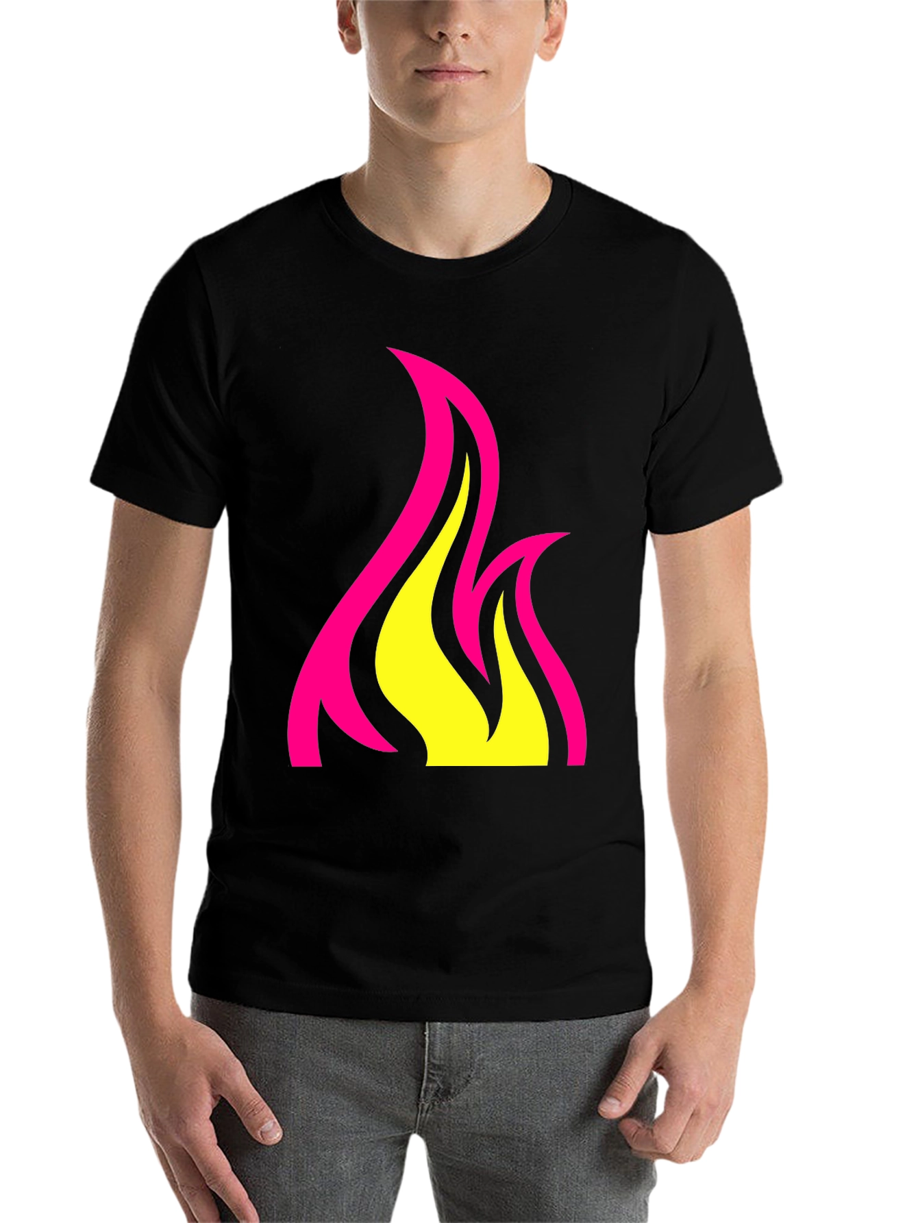 Black Bold Fire Graphic Tee - Black Cotton T-Shirt view 7