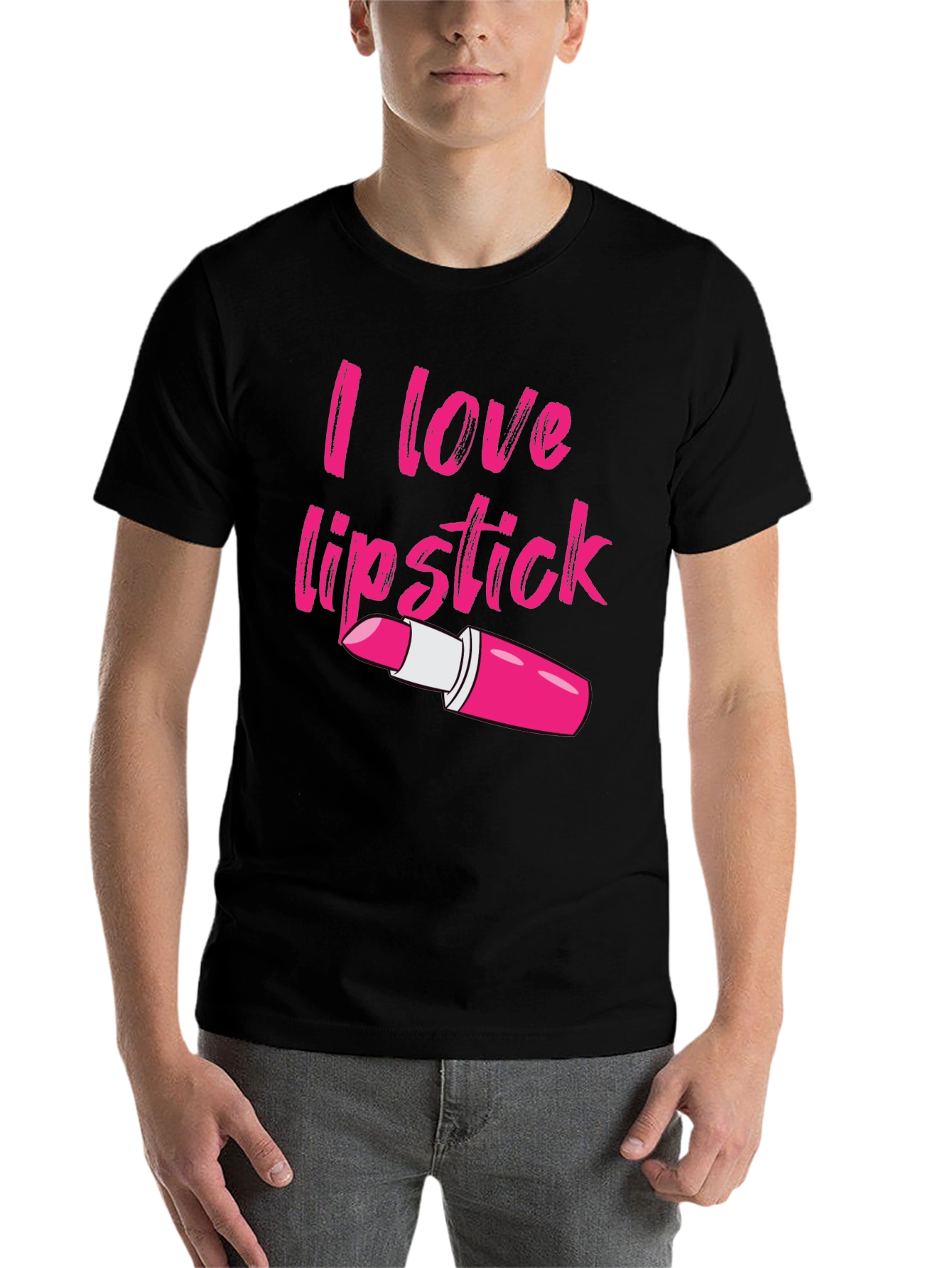 Black I Love Lipstick Graphic Tee - Unisex Cotton Blend view 7