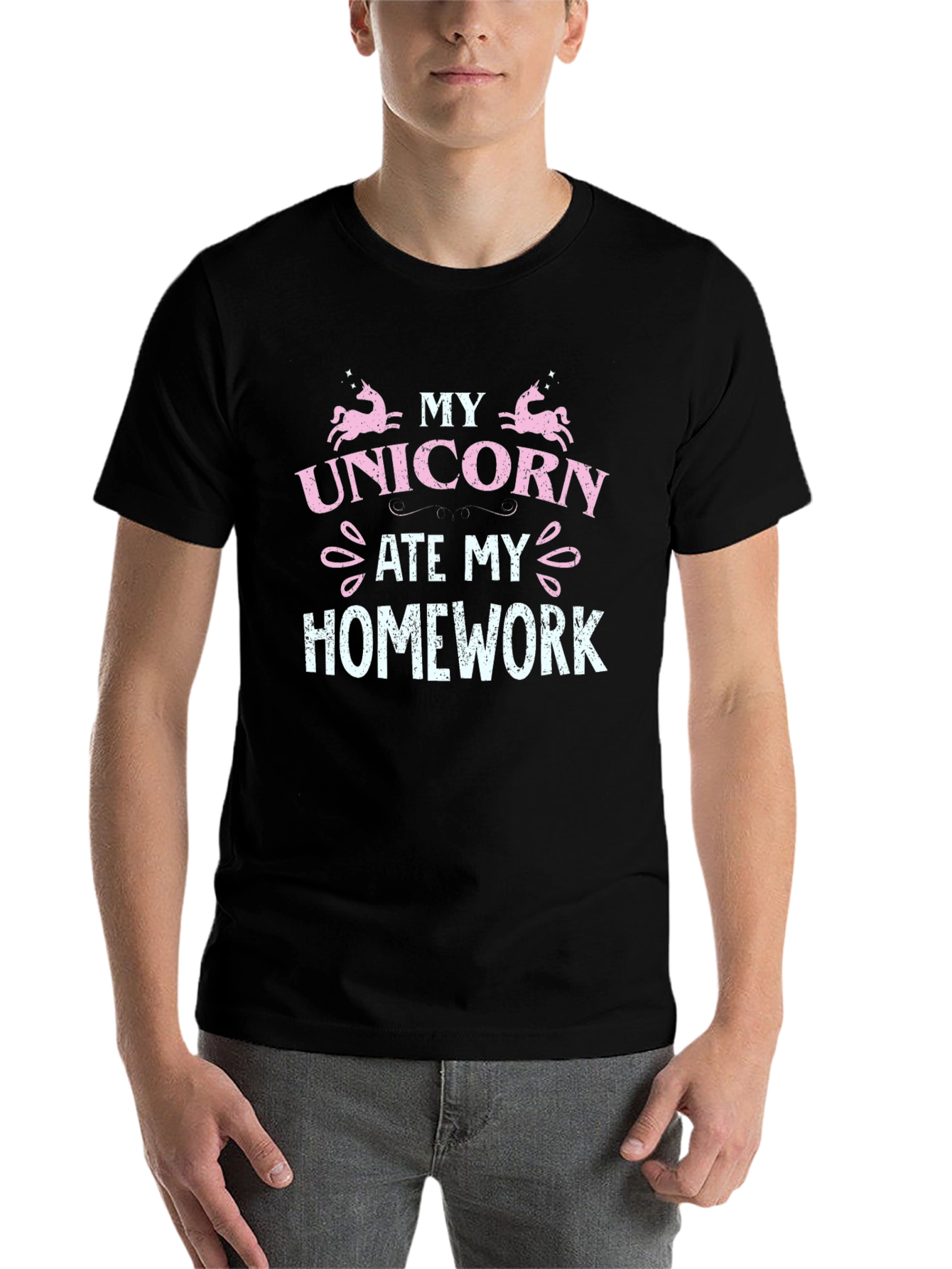 Black My Unicorn Ate My Homework T-Shirt view 7